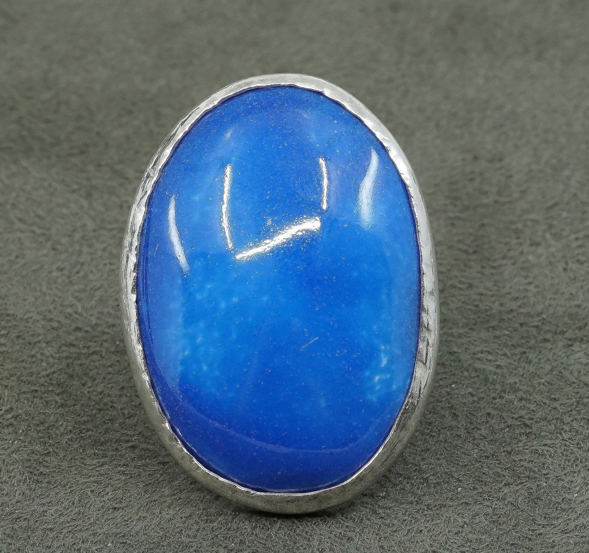 Size 7, vtg Sterling silver handmade ring, 925 w/ huge Larimar