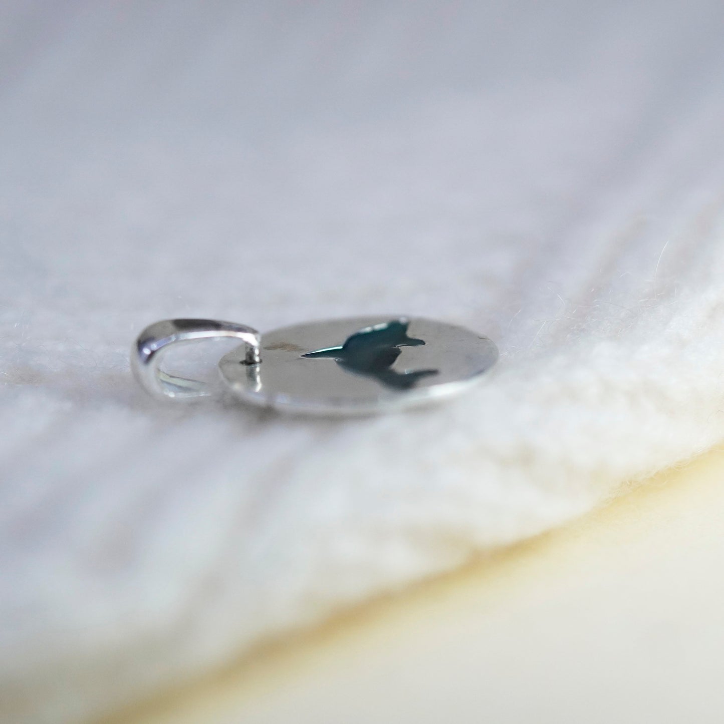 Vintage sterling silver dolphin pendant, 925 tag charm