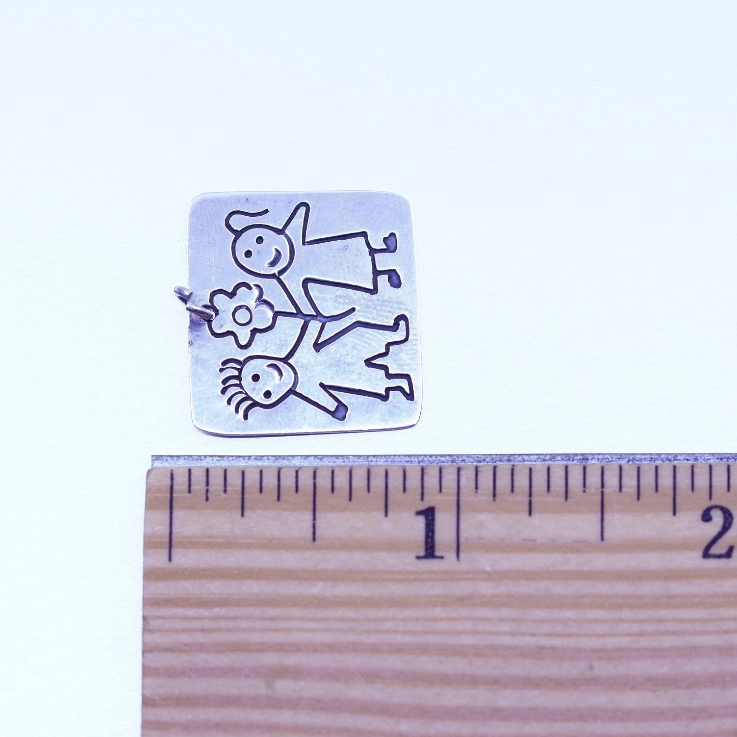 Vintage sterling 925 silver handmade friends friendship flower pendant charm