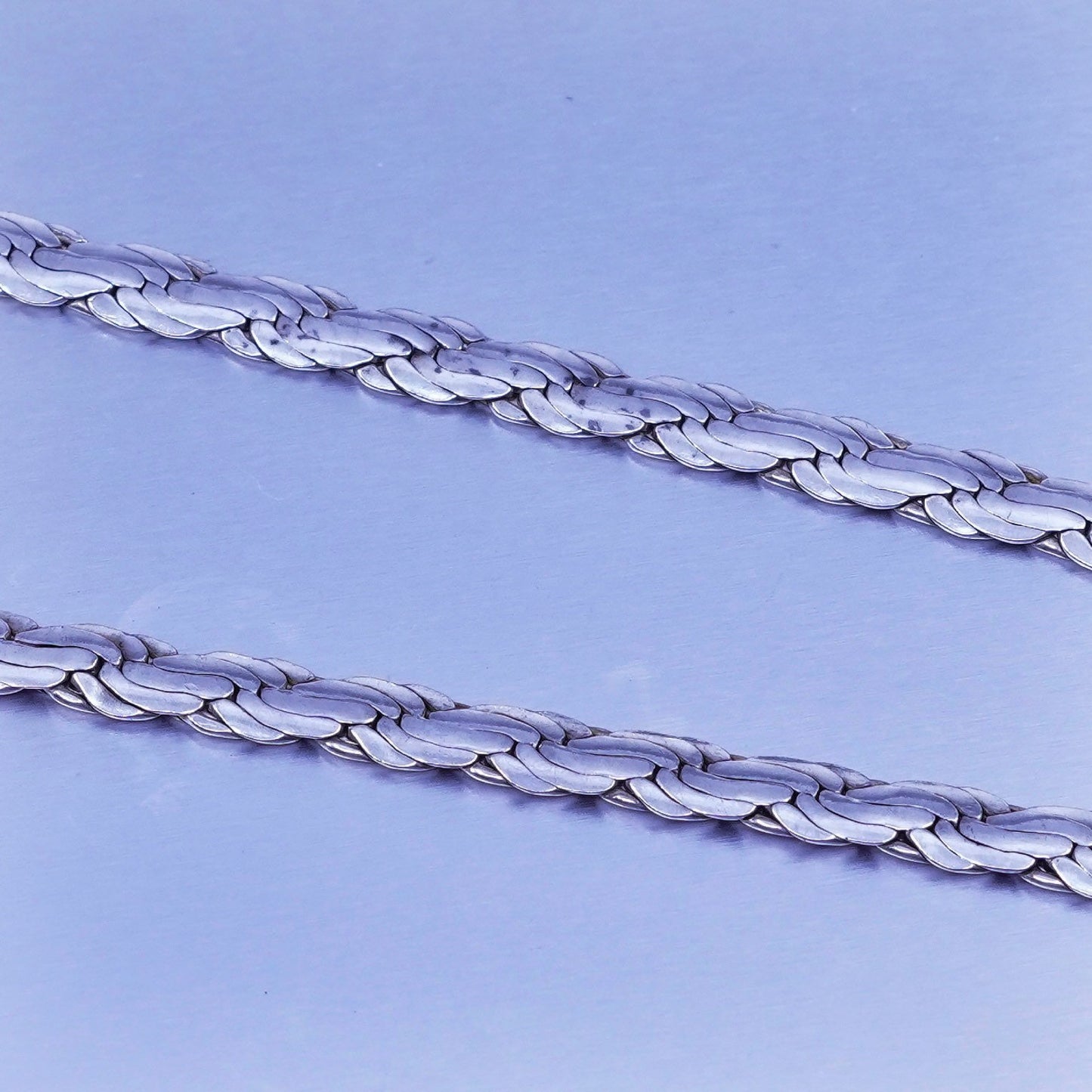 24” 5mm, vintage Sterling 925 silver flatten nugget chain necklace