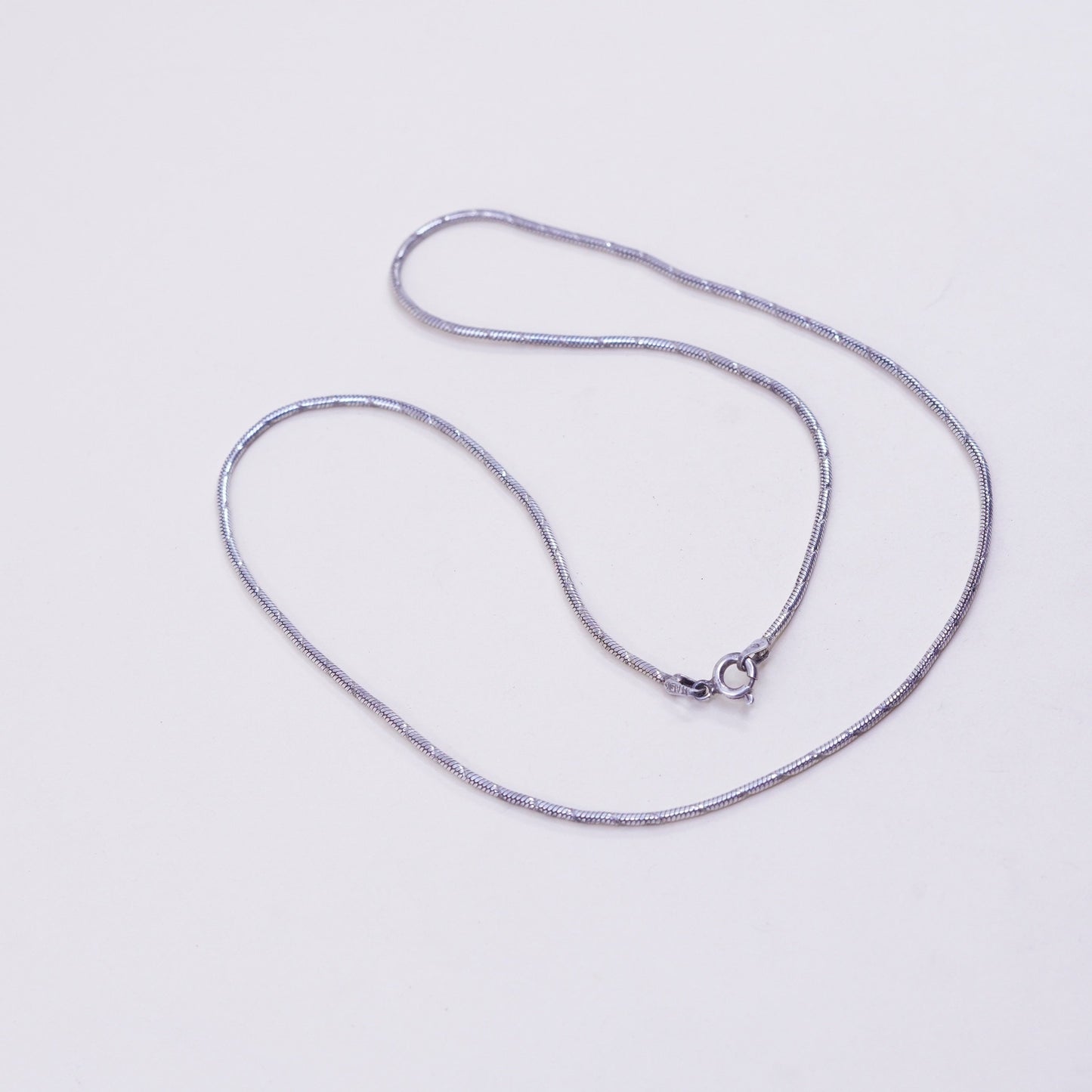 20”, Vintage sterling silver snake chain, textured Italy 925 silver chain
