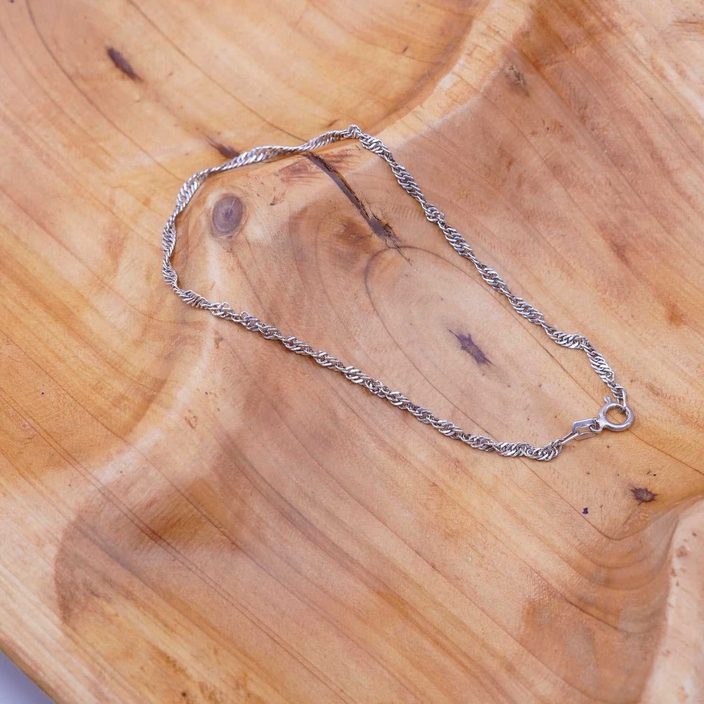 9”, 2mm, vintage Sterling silver handmade bracelet, 925 twisted curb chain