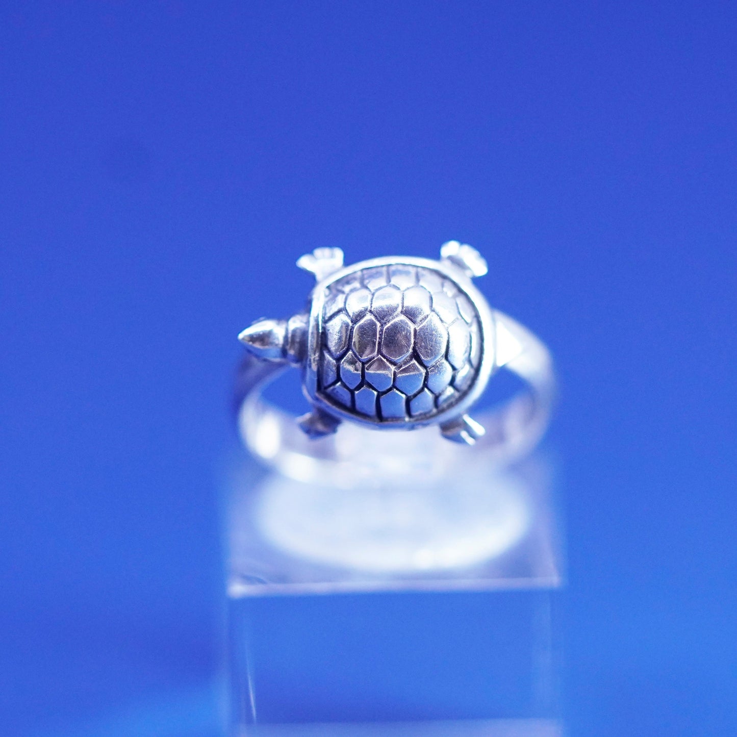 Size 5.25, vintage Sterling silver handmade ring, 925 turtle ring