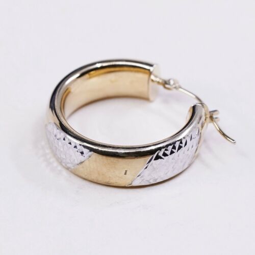 0.75”, Vtg vermeil 1/10 10K gold Over sterling 925 silver earrings hoops Huggie