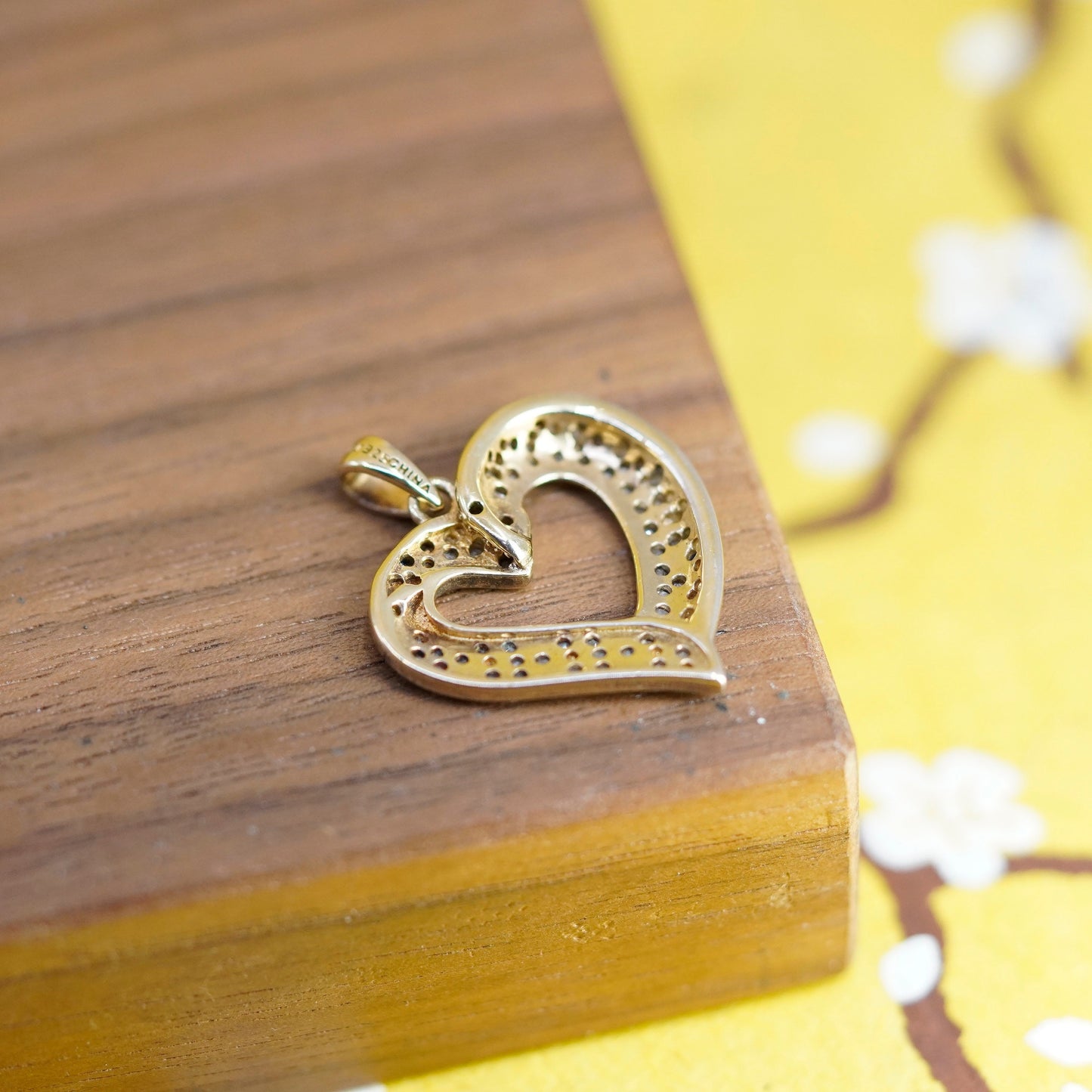 DBJ vermeil gold filled sterling silver pendant, fine 925 heart cluster diamond