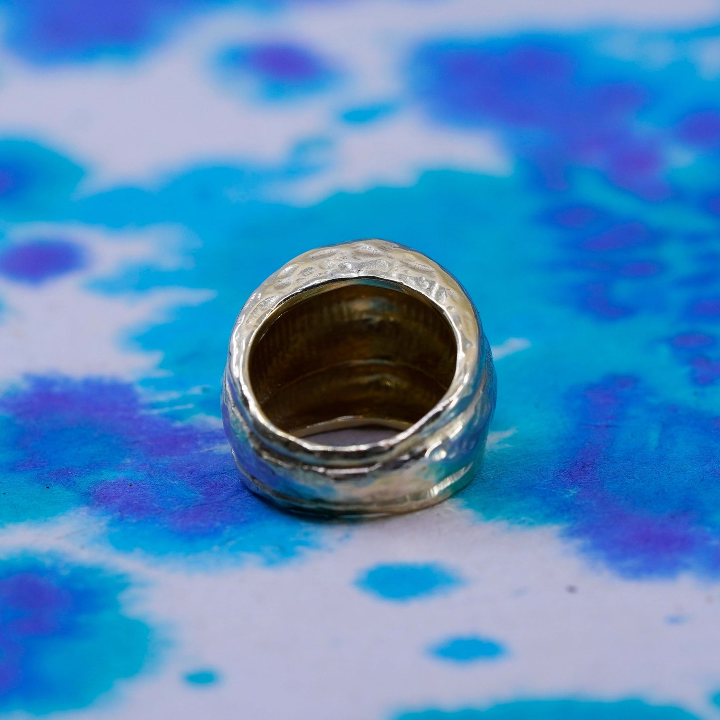 Size 6.25, Gold Vermeil Etruscan Revival Sterling 925 Silver ribbed ring band