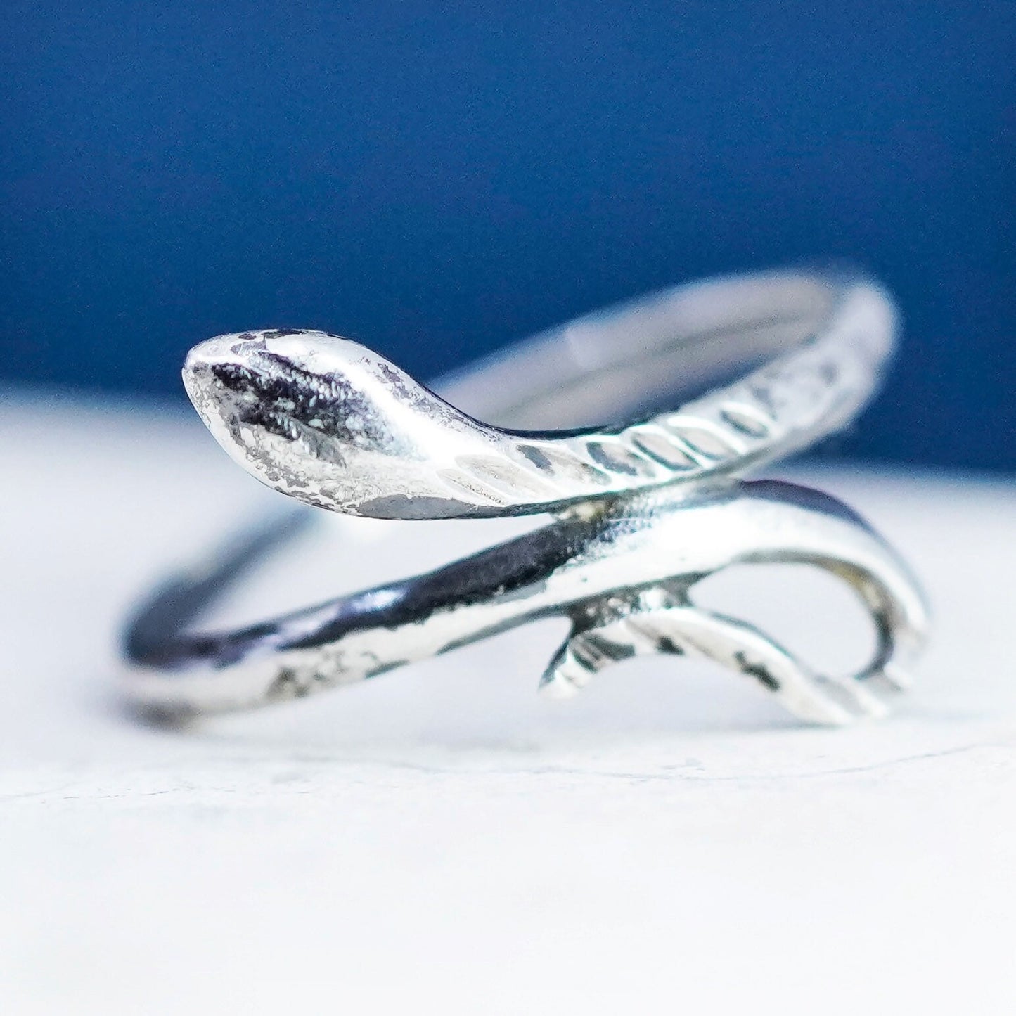 Size 6.25, vintage Sterling silver handmade snake ring, modern 925 band