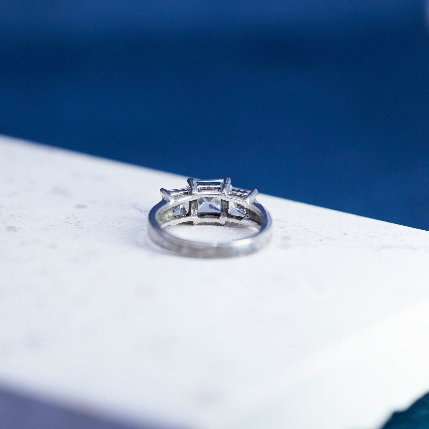 Size 7, vintage Sterling 925 silver engagement ring with cz