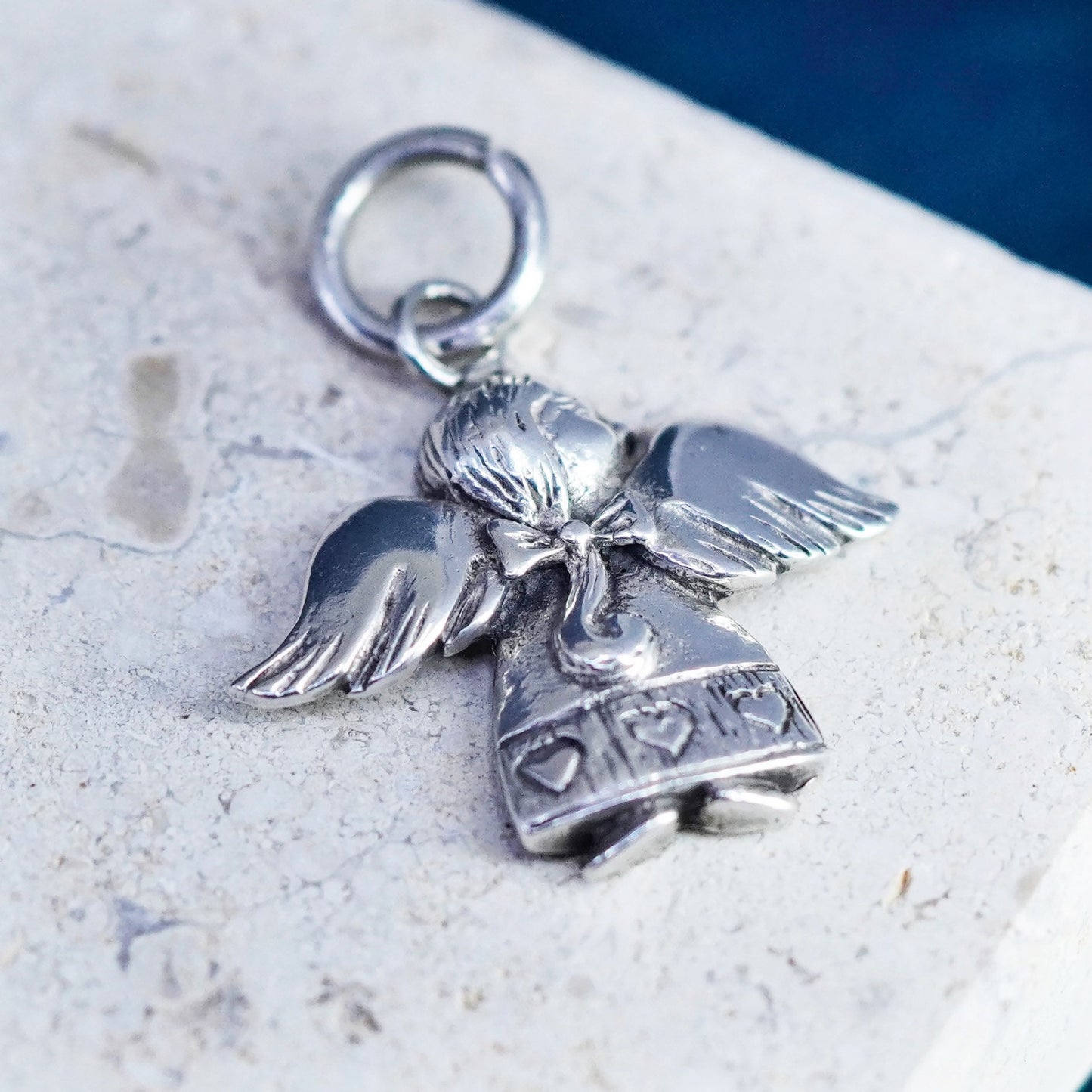 Vintage sterling silver handmade pendant, 925 Angel charm