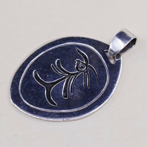Vintage Native American sterling silver handmade pendant, Hopi 925 silver Tag