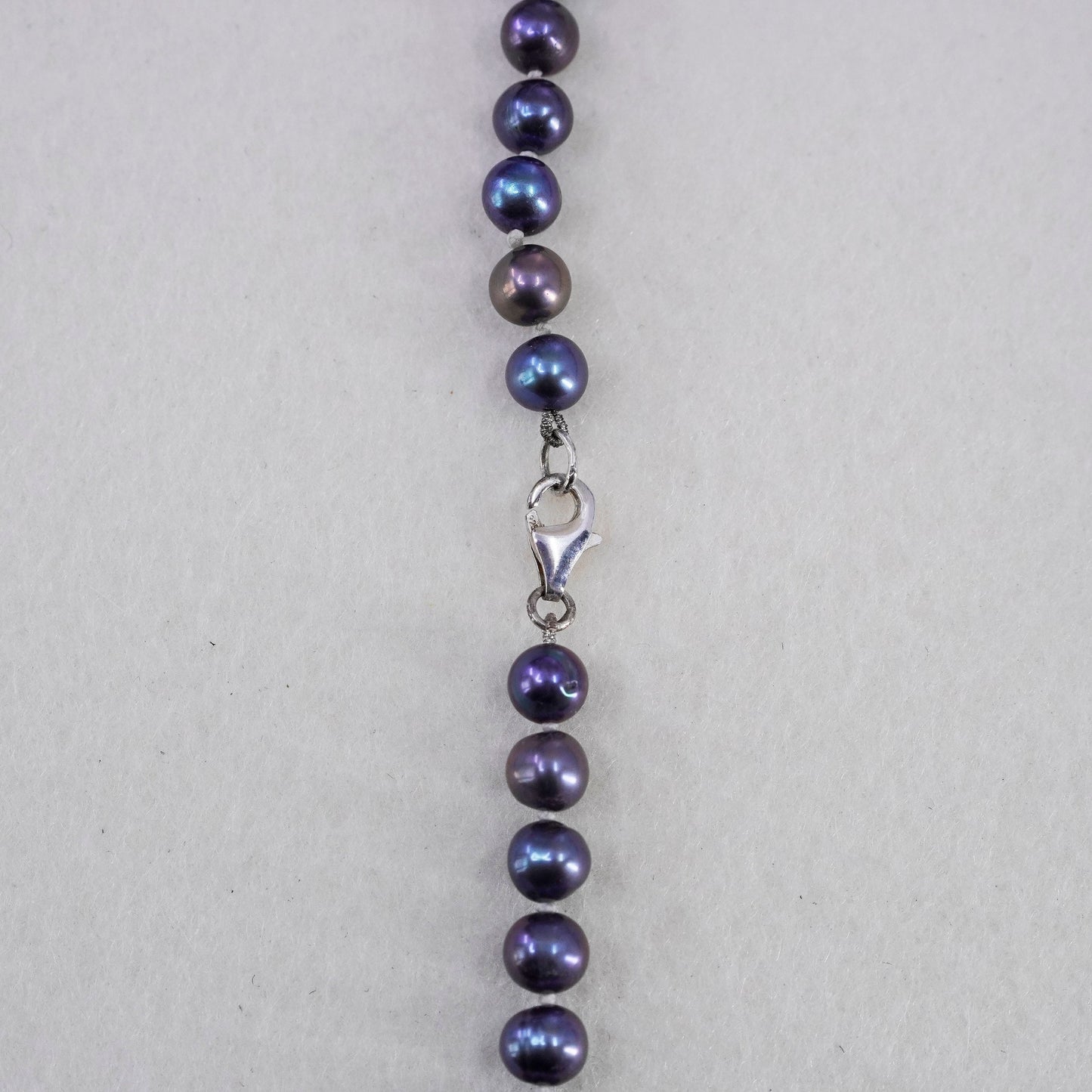 18”, vintage 6mm black pearl necklace with Sterling 925 silver clasp