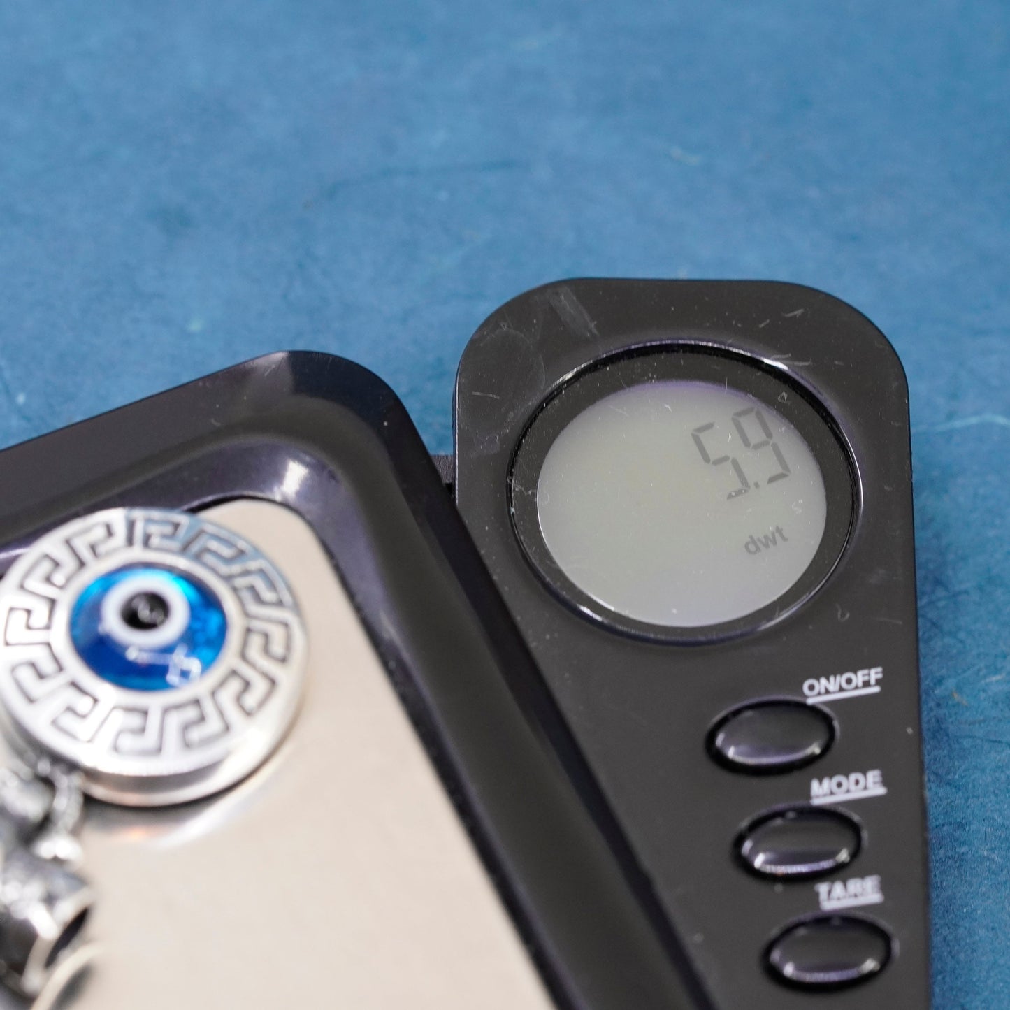 Vintage Sterling 925 silver handmade blue glass evil eye slide pendant charm