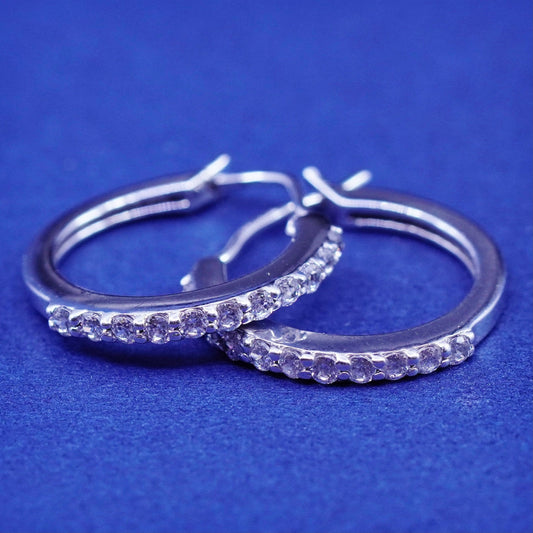 0.5", vintage Sterling silver handmade hoop earrings, fine 925 silver huggie