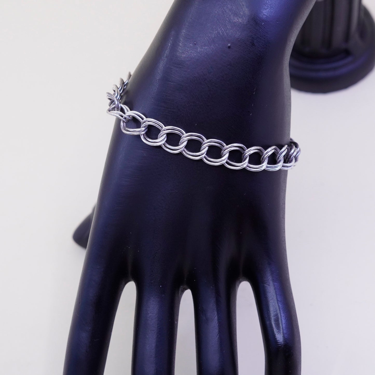 7”, 8mm, Vintage prochain sterling silver bracelet, 925 double curb chain