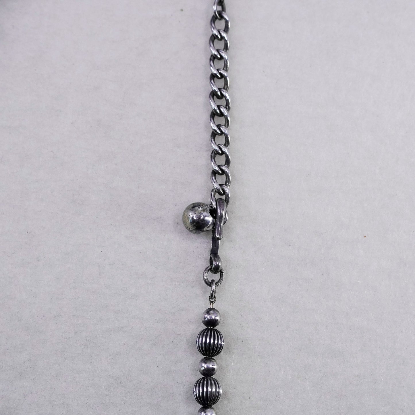 14+2”, Napier 925 sterling silver plated graduated ribbed bead chain necklace