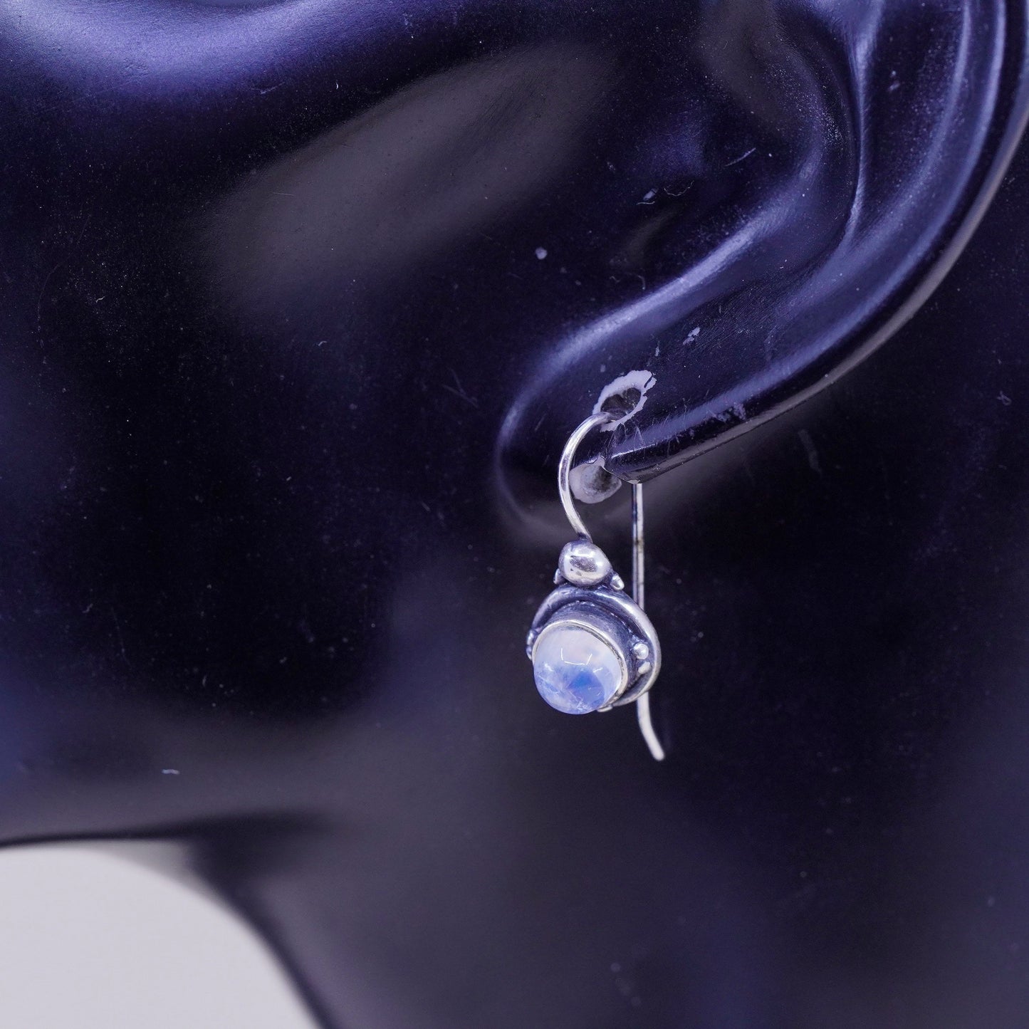 Vintage Sterling 925 silver handmade earrings with moonstone drops