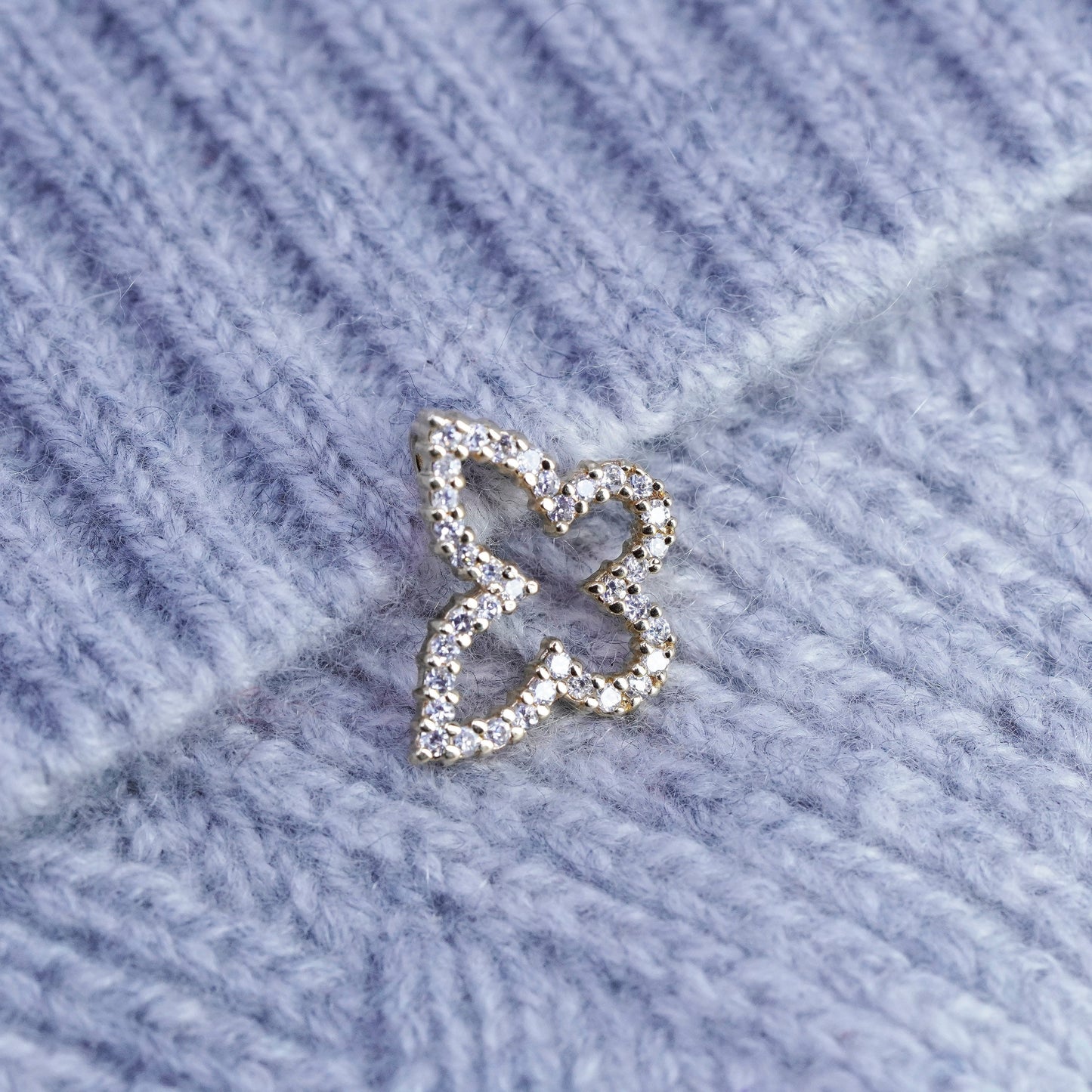 VTG gold over vermeil Sterling silver handmade charm, 925 butterfly pendant cz