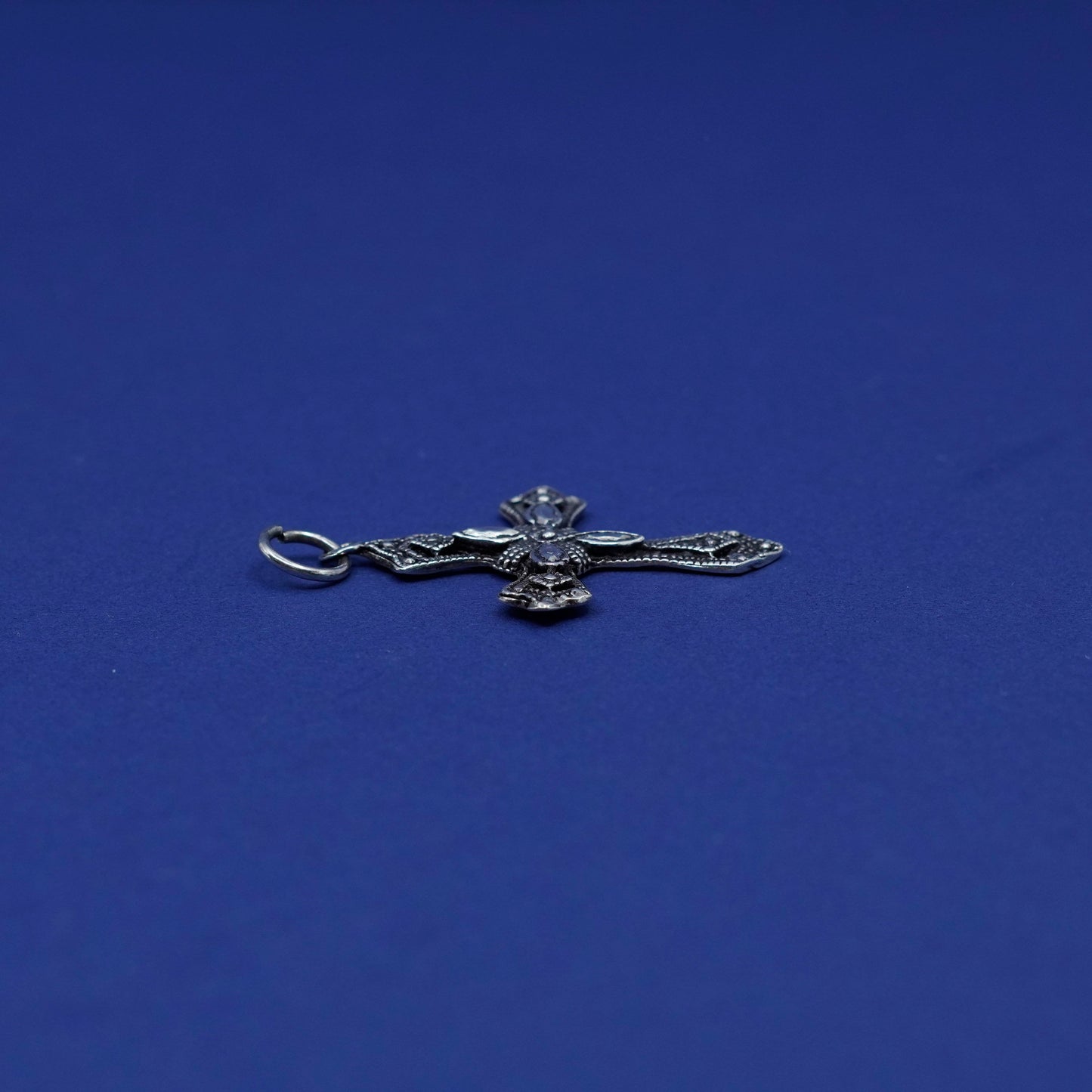 Vintage Sterling silver handmade pendant, 925 bali cross charm