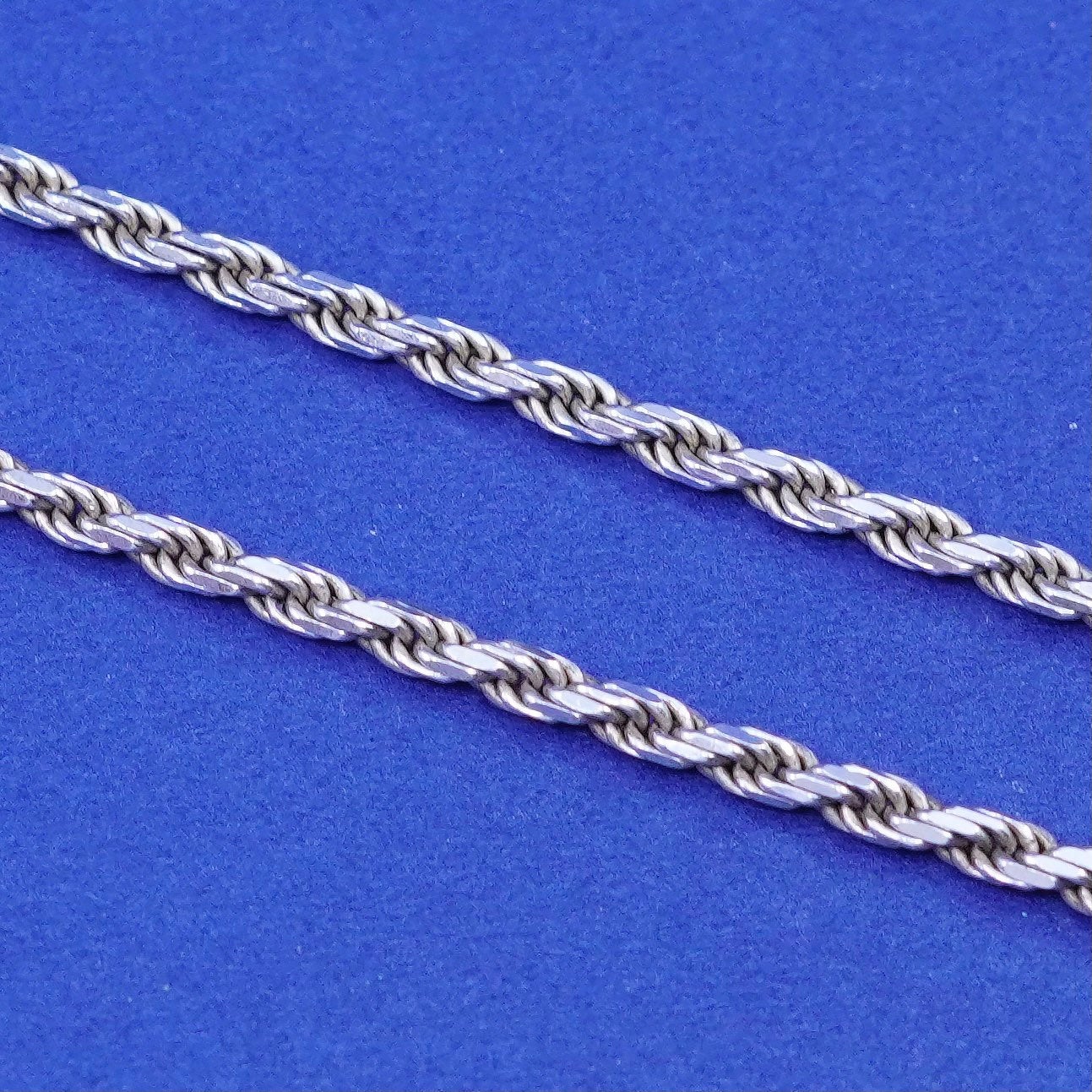 20”, 2mm, vintage Sterling silver handmade necklace, 925 diamond rope chain