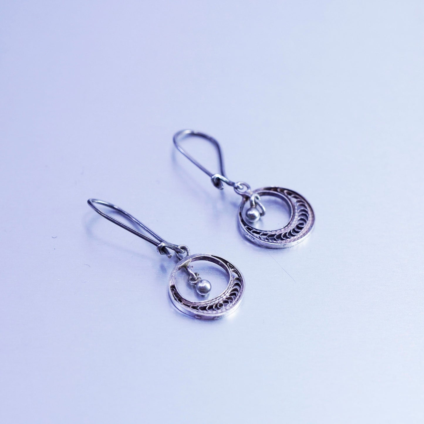 Vintage Sterling 925 silver handmade filigree earrings