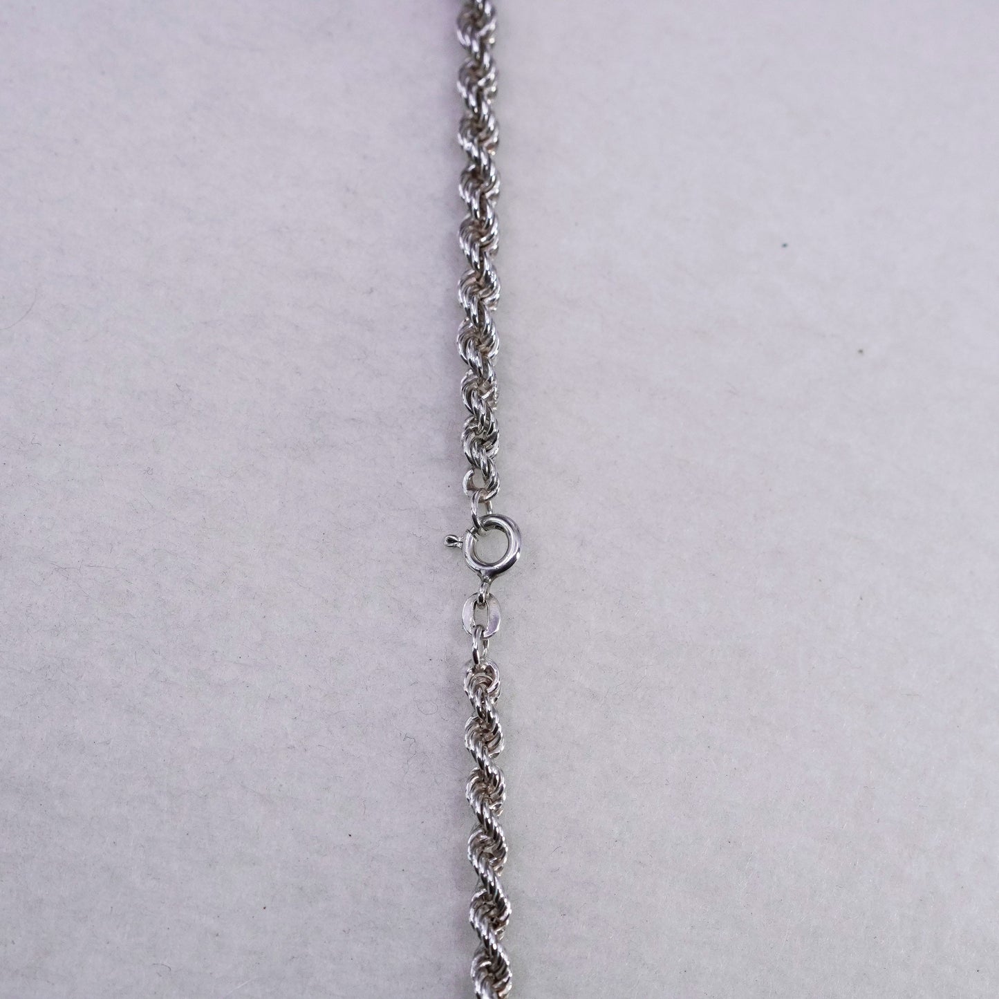 24”, vintage Sterling 925 silver handmade graduated French rope chain necklace