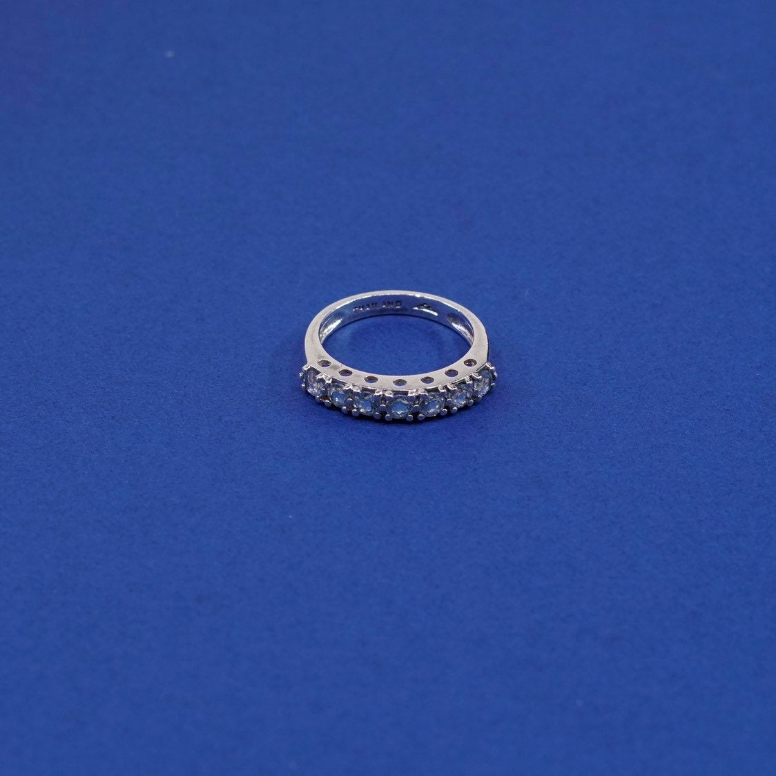 Size 6.25, vtg sterling silver ring, 925 w/ sapphire