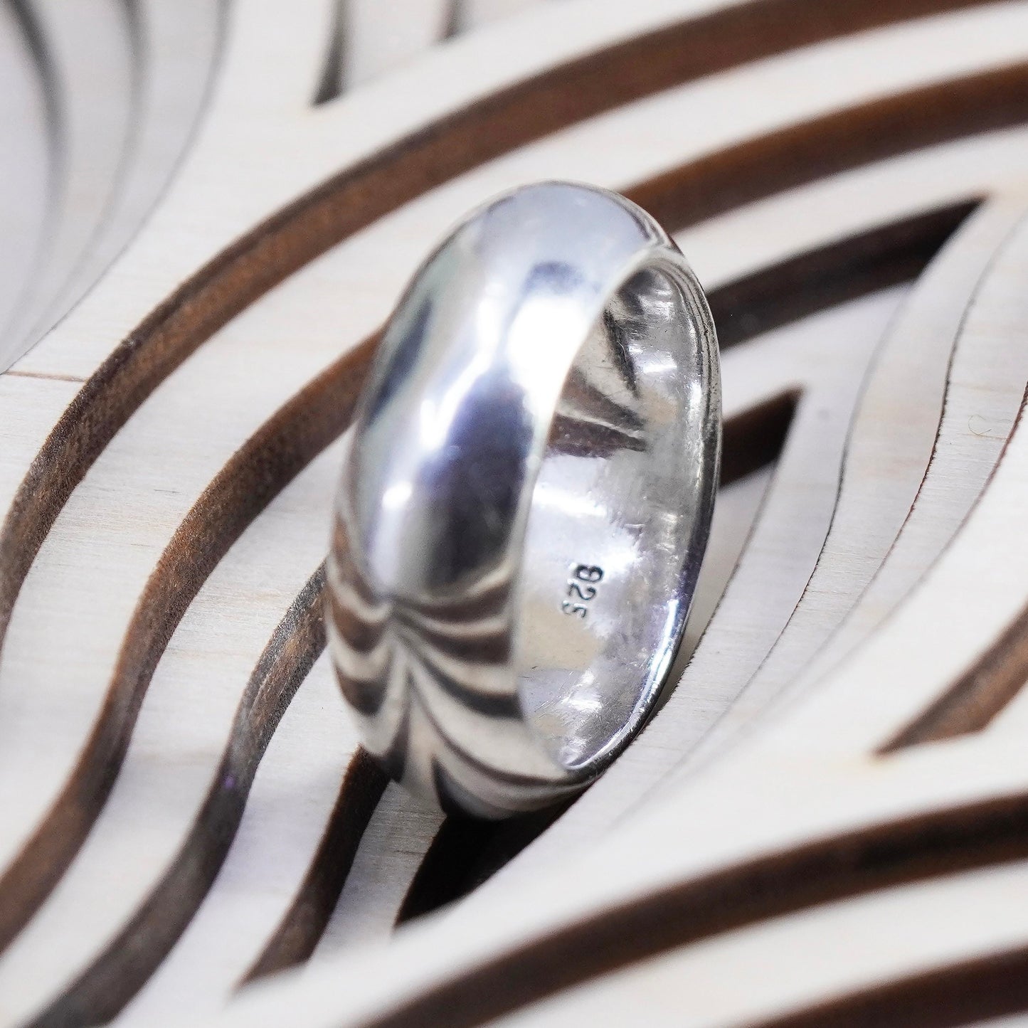 Size 8.5, Vintage sterling silver handmade ring, 925 wedding band