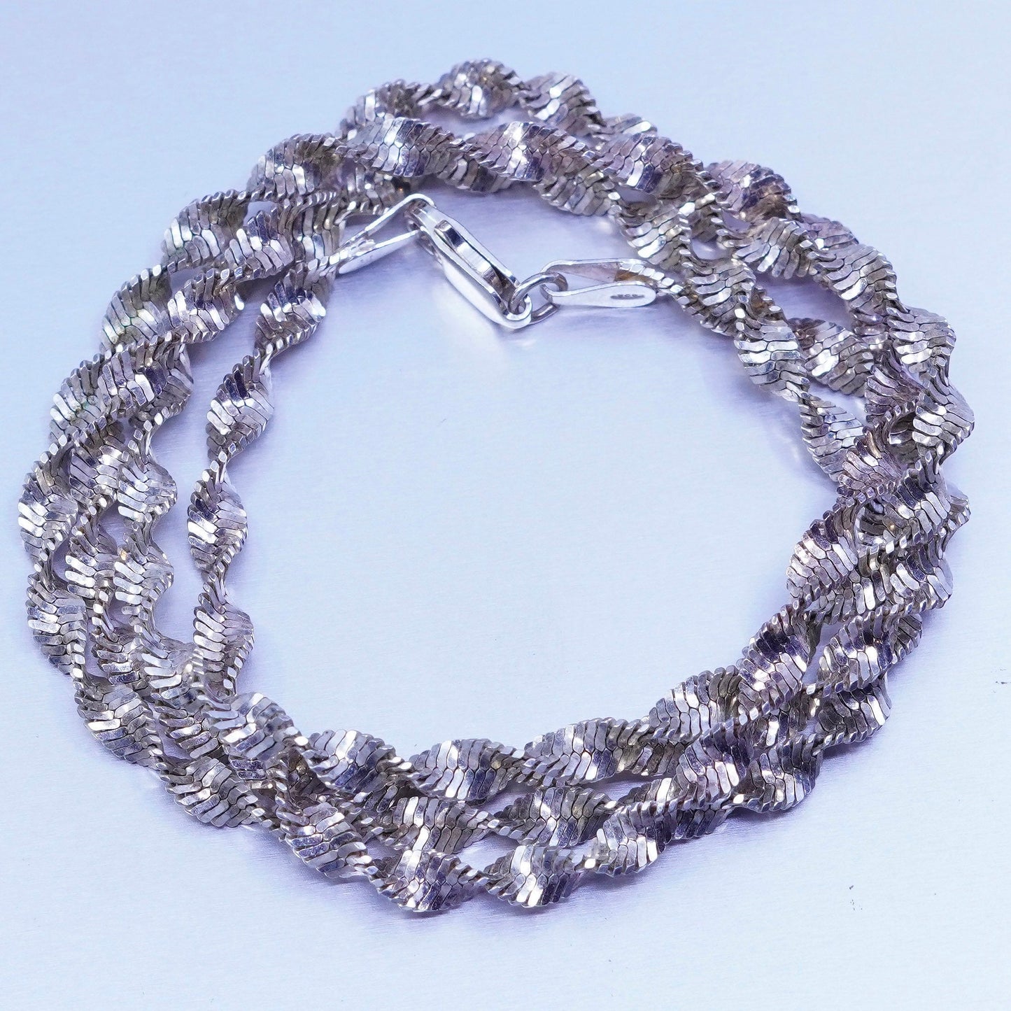 25” 5mm, vintage Italy IBB Sterling 925 silver herringbone chain necklace