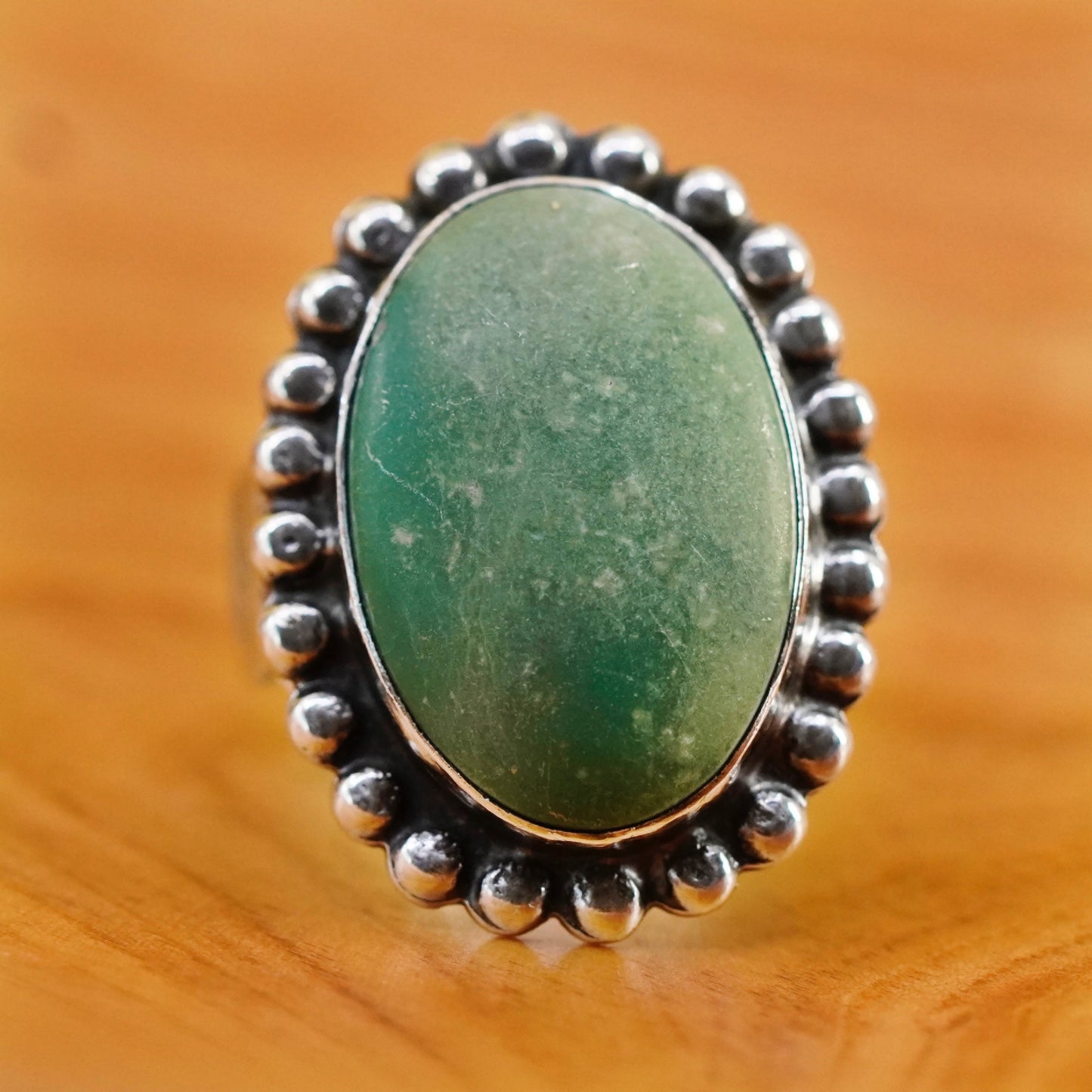 Size 7, vintage Sterling 925 silver handmade ring with turquoise and beads