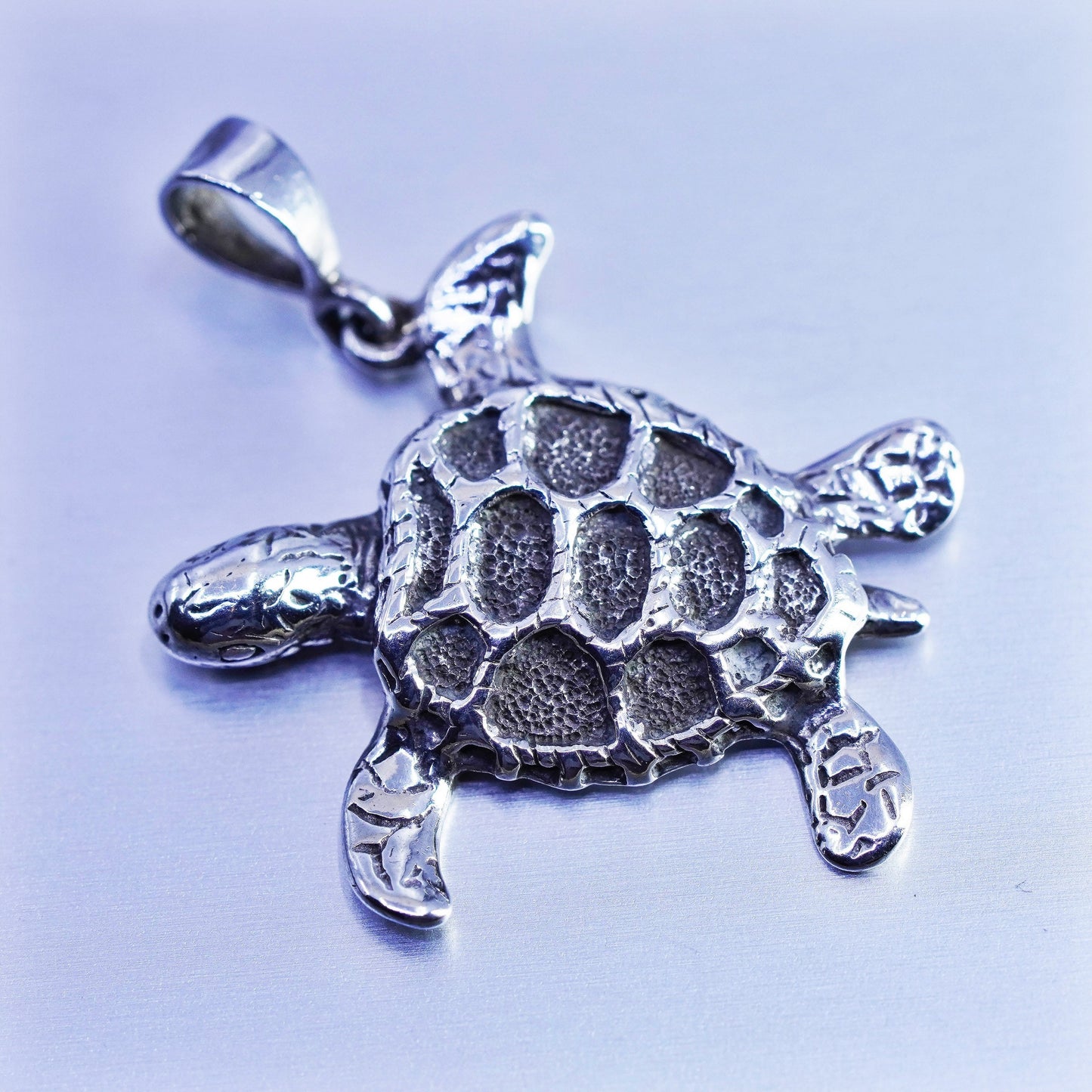 Antique Sterling silver handmade simple 925 sea turtle charm pendant