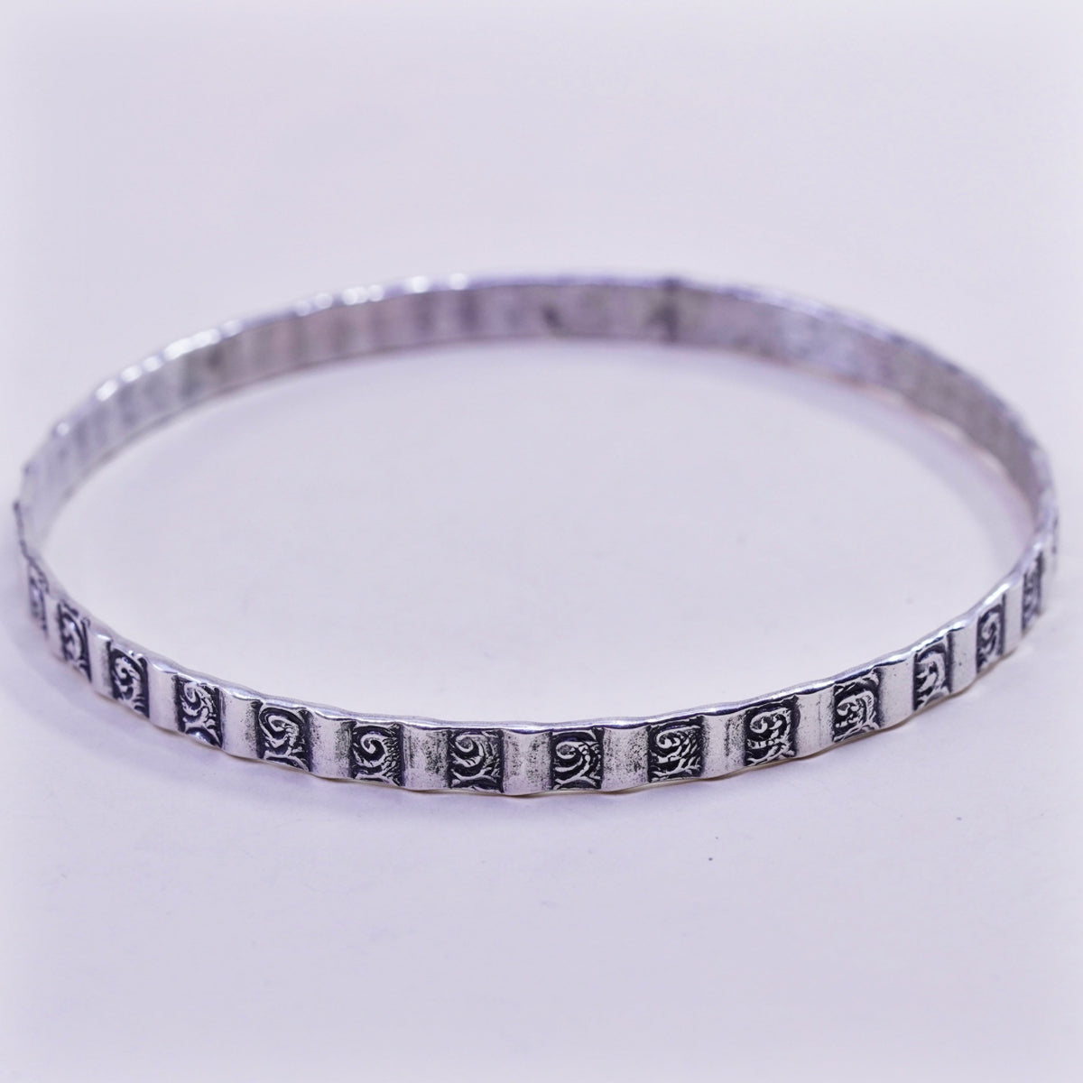 8”, danecraft sterling silver handmade 925 silver bracelet, textured bangle