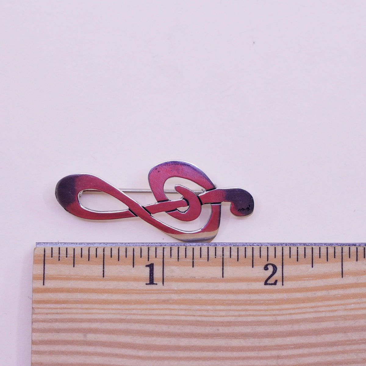 Vintage far fetched sterling silver handmade brooch, 925 music symbol
