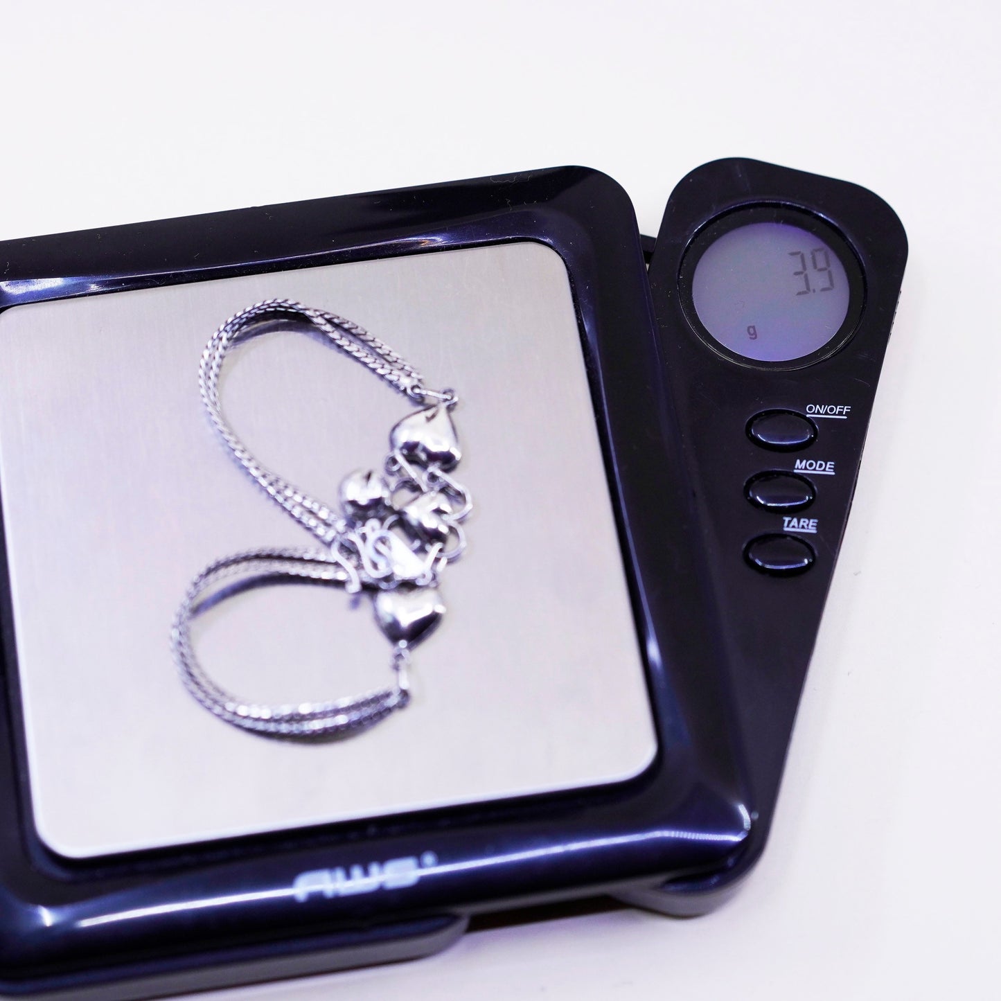 7.5”, Sterling Silver Handmade Bracelet, 925 curb chain with heart bell chime