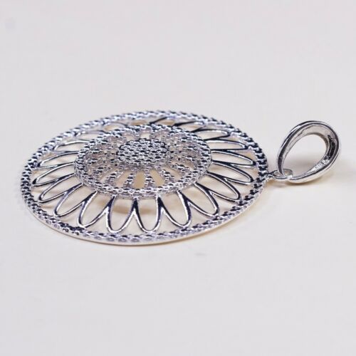 Vintage Italy Milor Sterling Silver Handmade Pendant, 925 Bali Circle