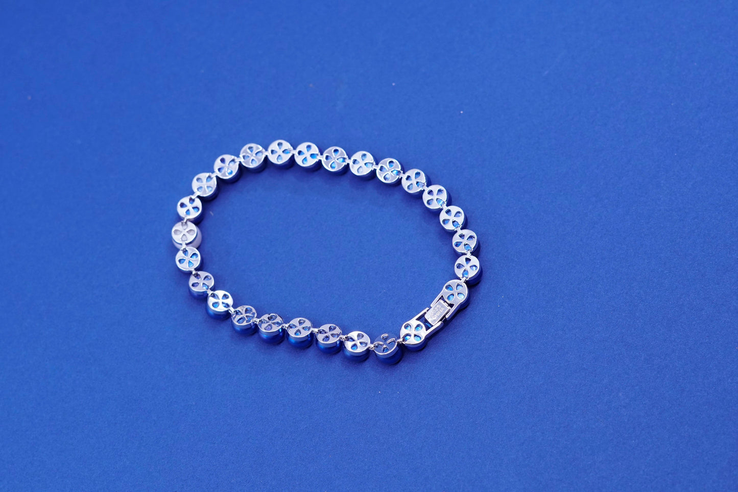 8”, sterling 925 silver handmade tennis bracelet, genuine blue freshwater pearl