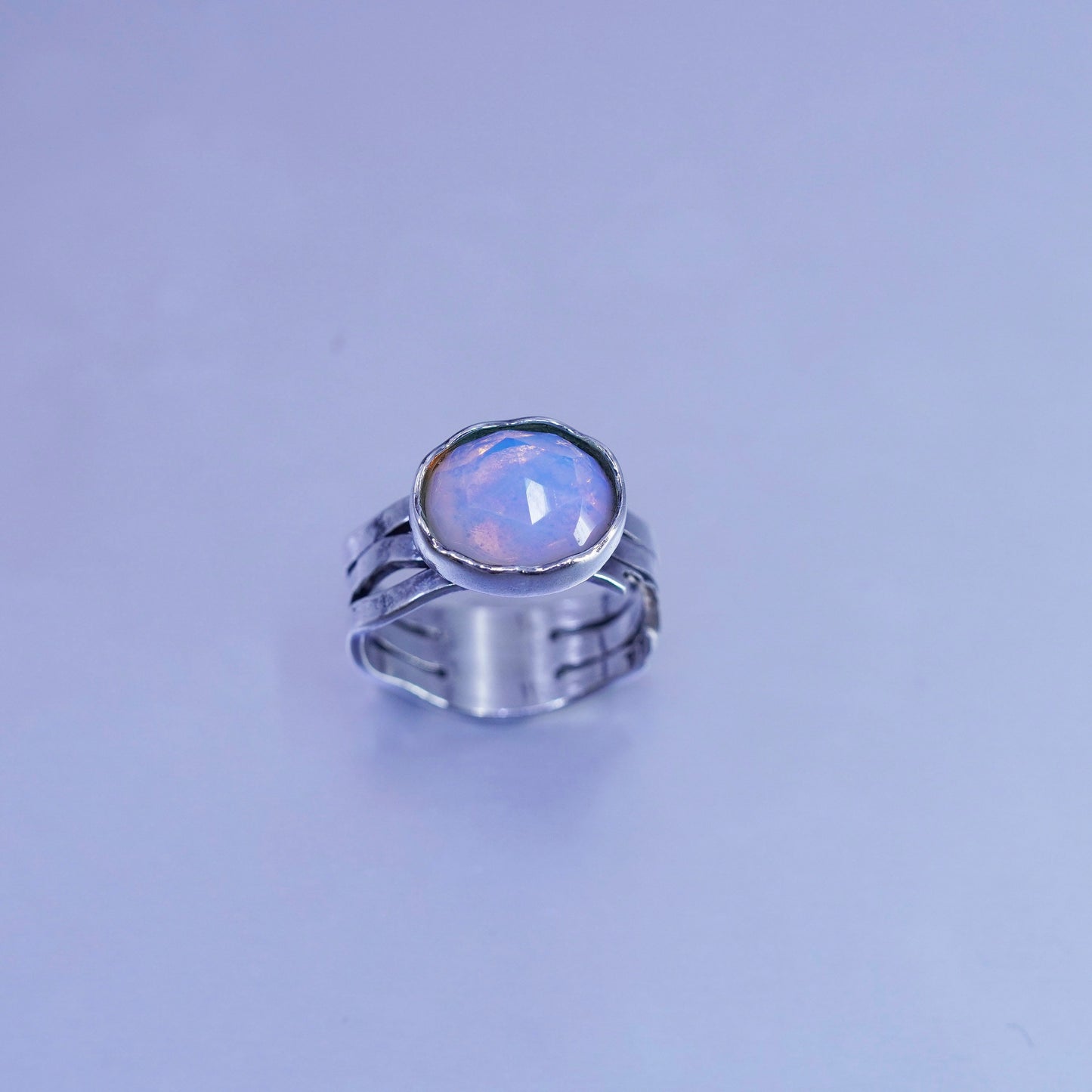 Size 7, vintage Sterling 925 silver handmade ring with moonstone