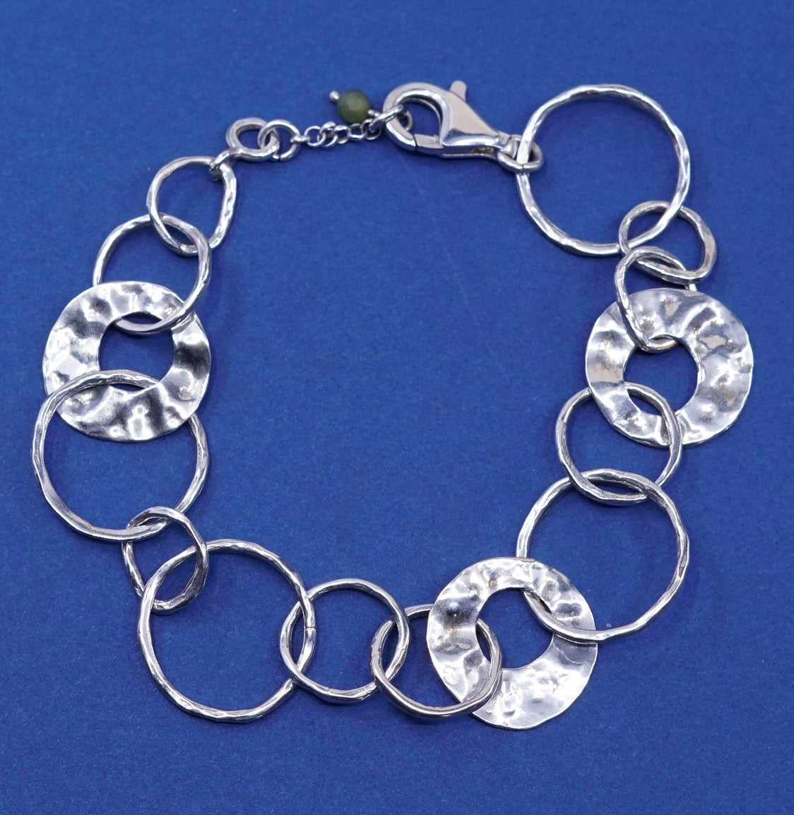 7.25+0.5” SILPADA B1317 Sterling Silver 925 hammered flat circle chain Bracelet