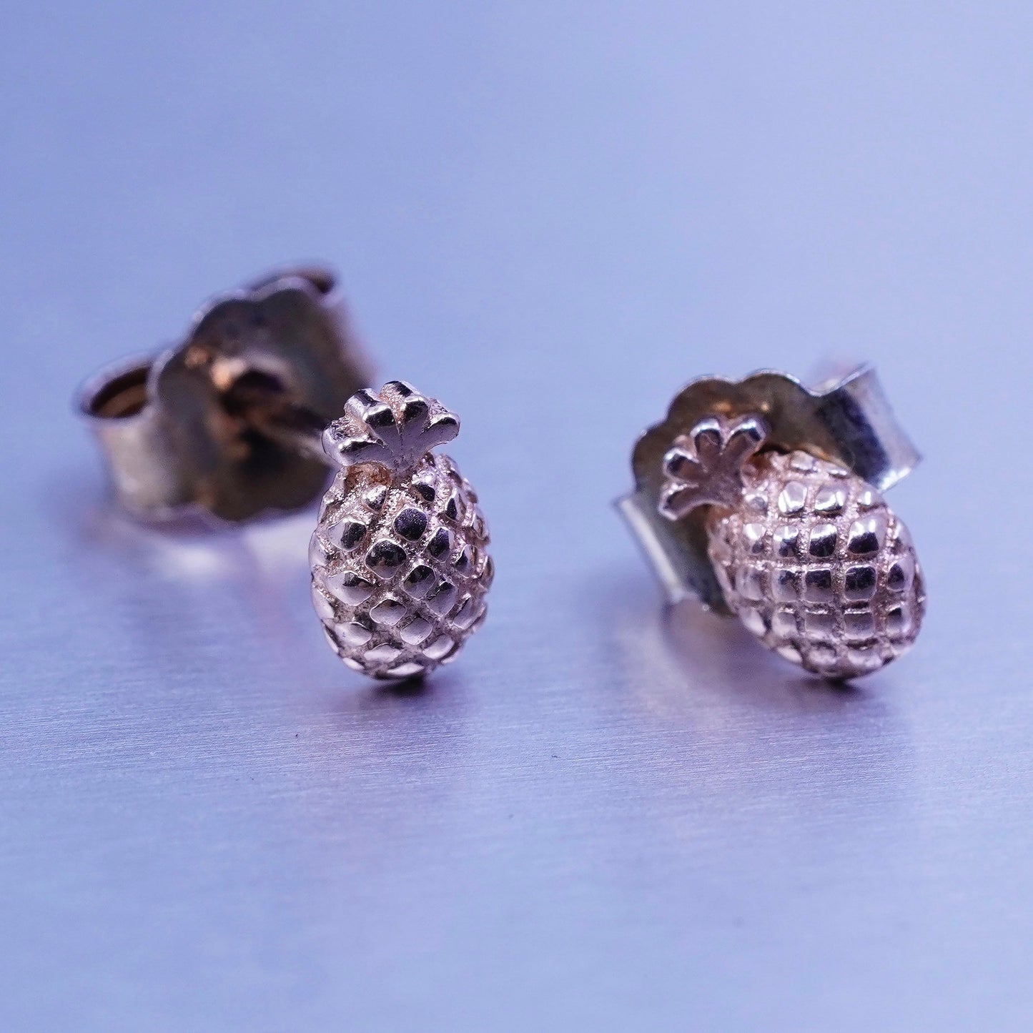 Vintage rose gold over Sterling 925 silver handmade earrings, pineapple studs