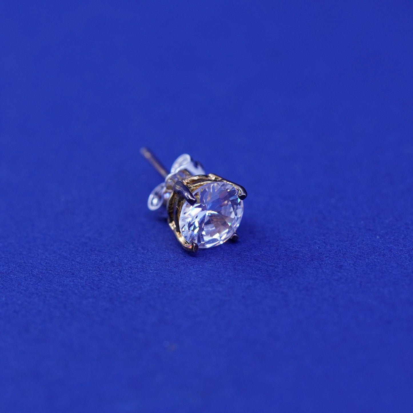 Vintage Vermeil gold over sterling silver handmade earrings, 925 studs with CZ