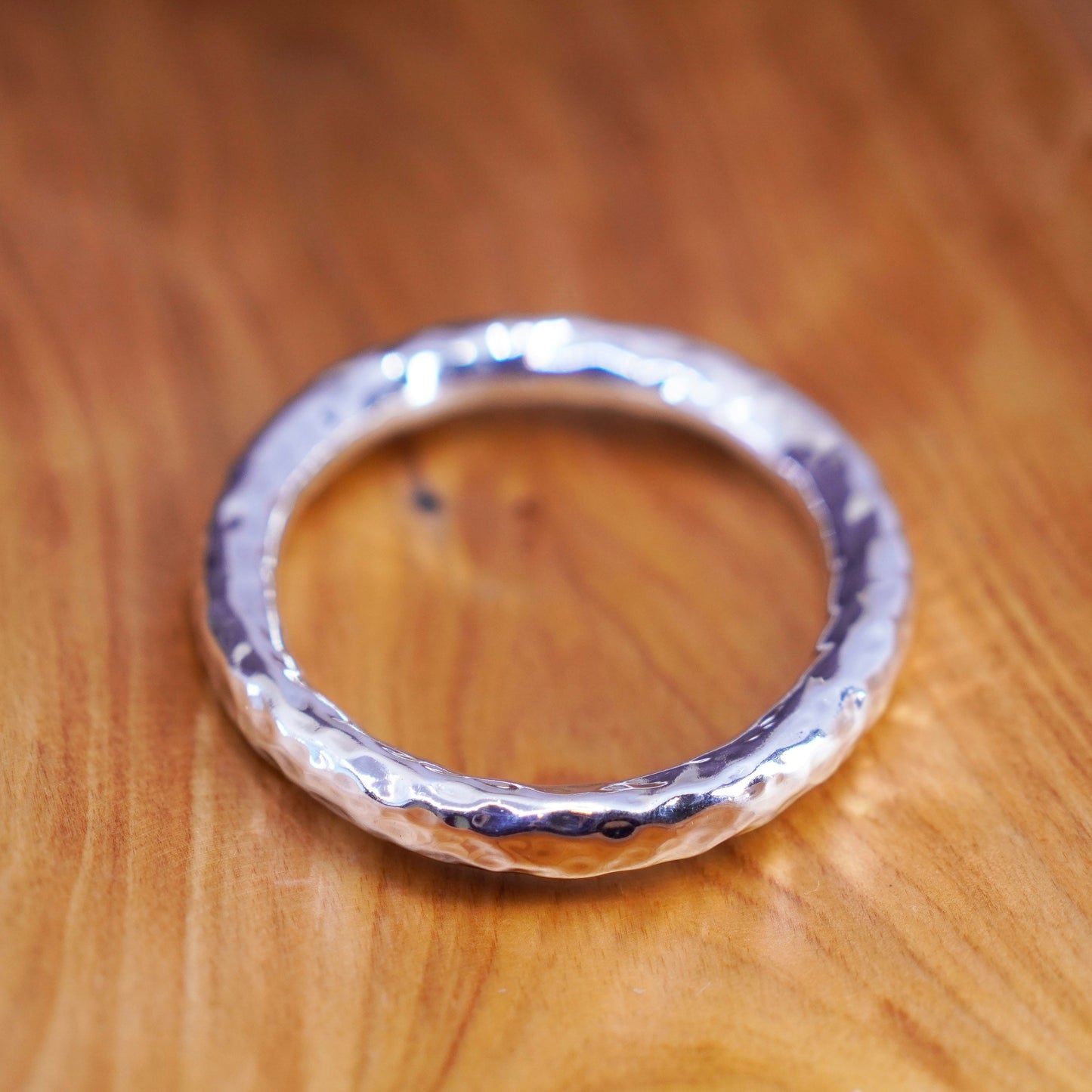 7.5”, Vintage Mexico Sterling silver handmade bracelet, hammered 925 bangle