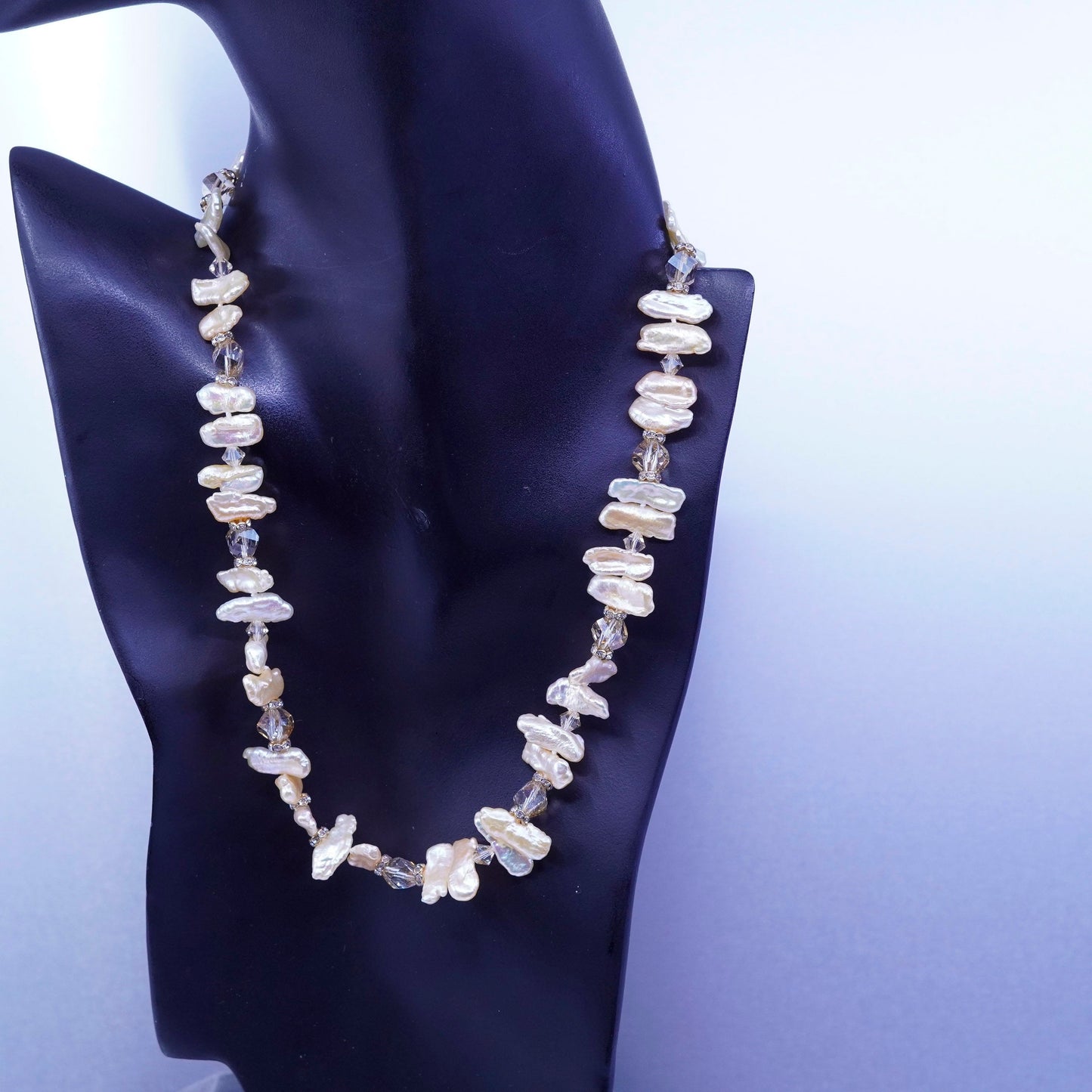 18”, Lucas Lameth Luc baroque pearl necklace citrine sterling 925 silver clasp