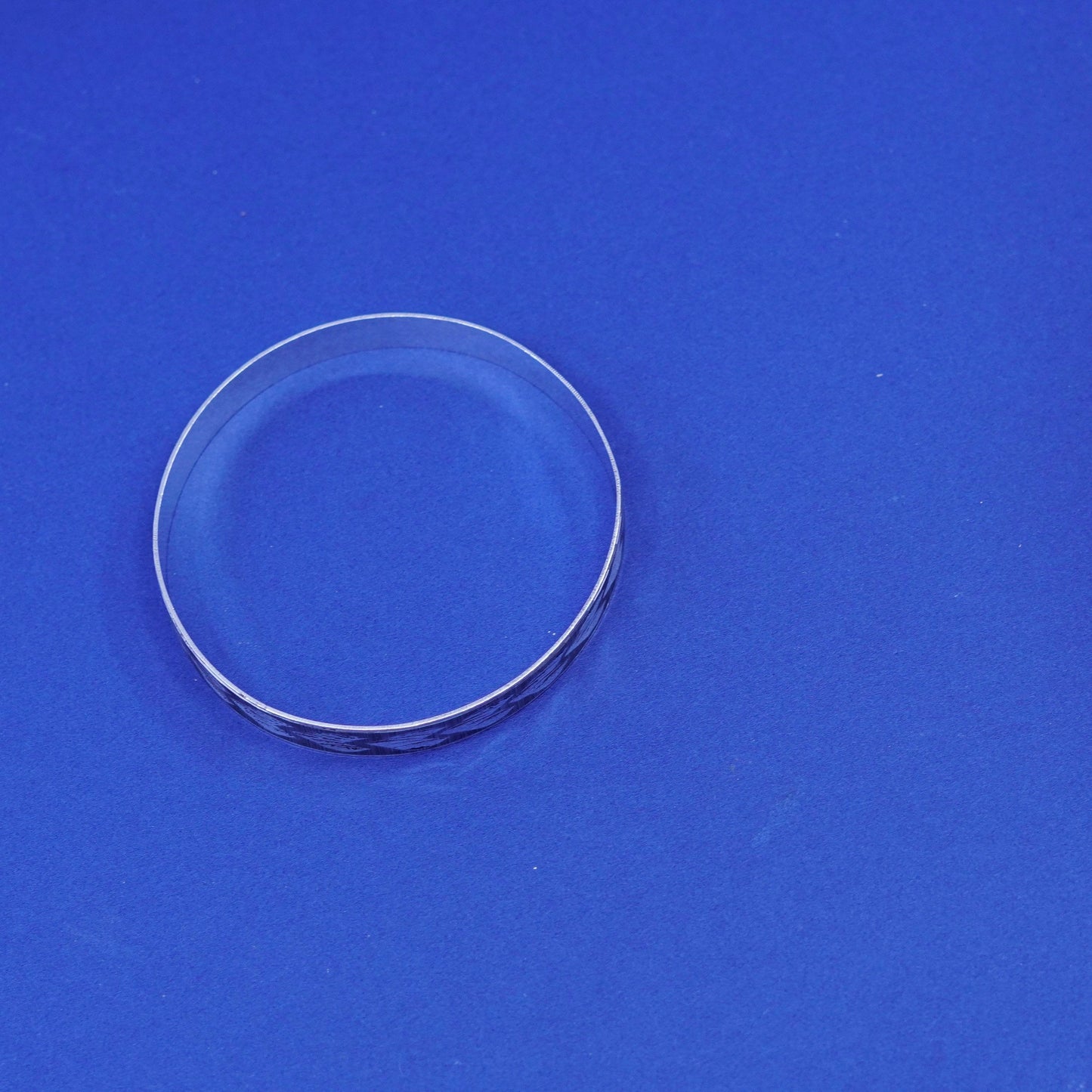 7.25”, vintage silver tone handmade bracelet, textured bangle