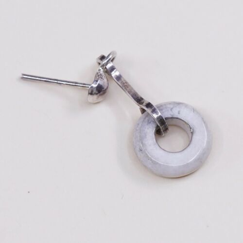 Vintage Handmade Sterling Silver Earrings, 925 silver W/ Howlite Circle Dangle