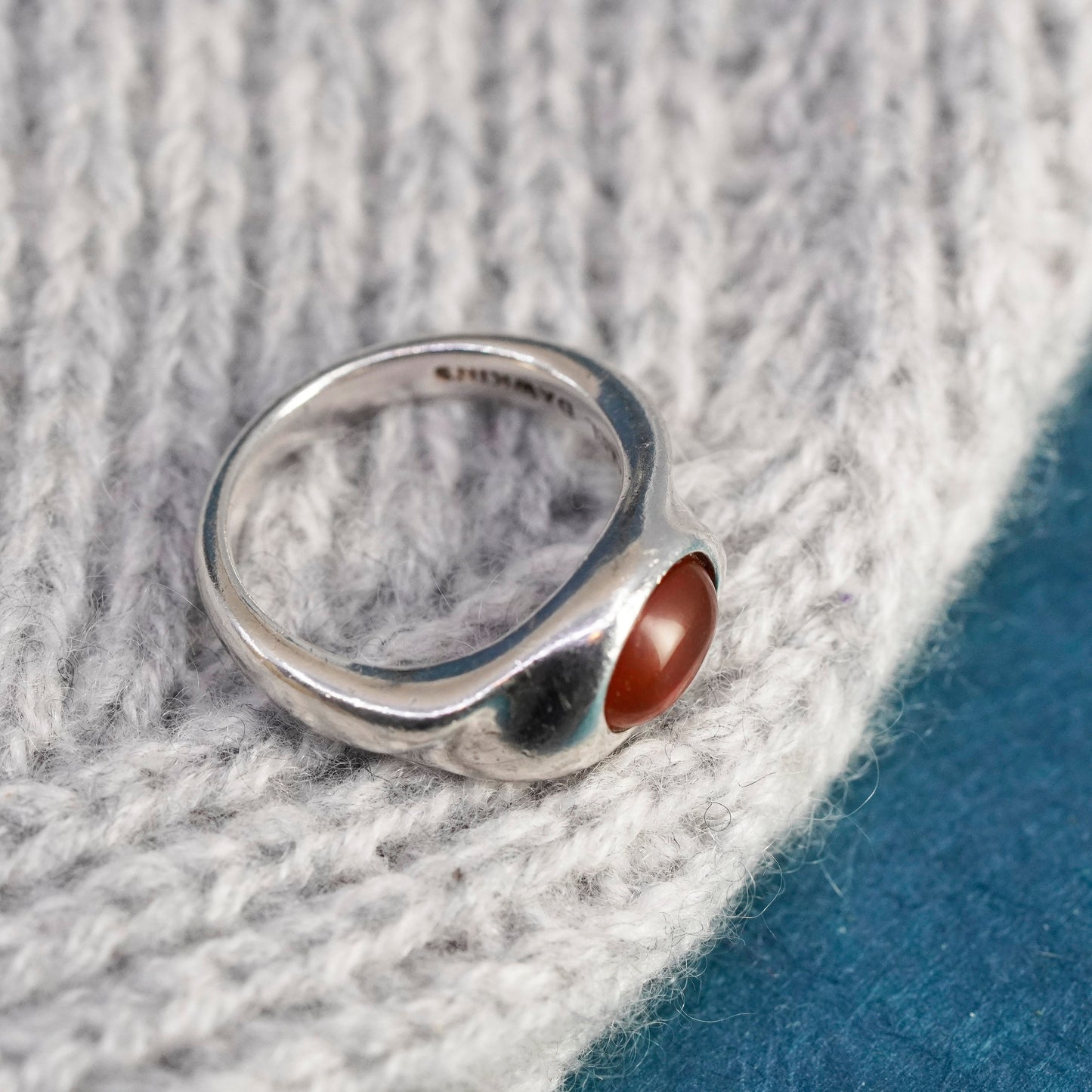 Size 6, vintage michael dawkins jewelry Sterling Silver 925 Red Carnelian Ring