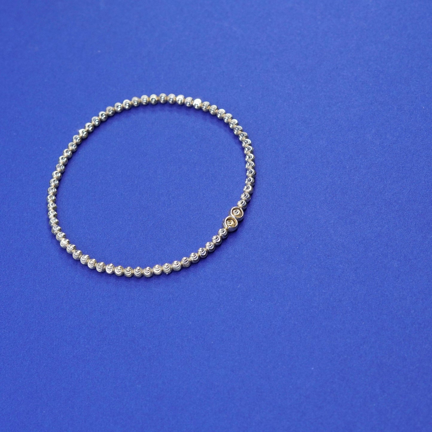 7.5”. Vintage gold filled Sterling silver handmade bracelet, 925 bead chain
