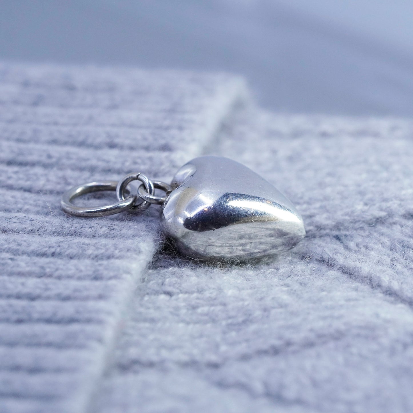 antique sterling 925 silver handmade puffy heart pendant