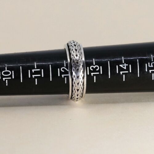 Size 12.5, Vtg Sterling Silver handmade Spinner Ring. 925 band w/ cable Textured