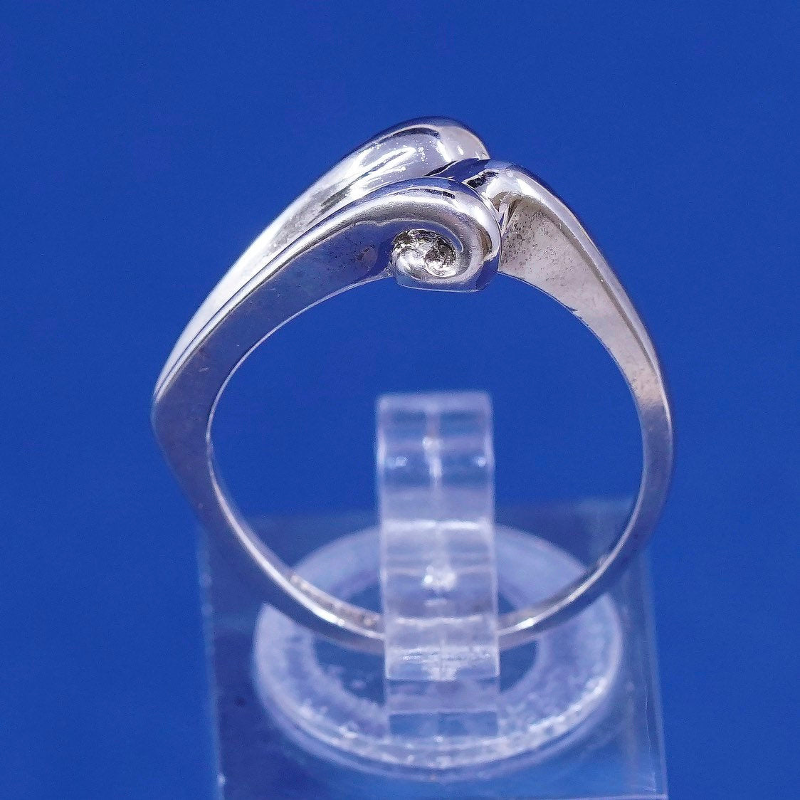 sz 7.5, vtg Sterling silver handmade ring, 925 wide swirly band