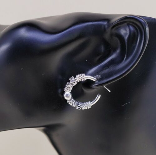 0.75”, Vtg 925 Sterling Silver Handmade Hoop Earrings, 925 Hoops Studs