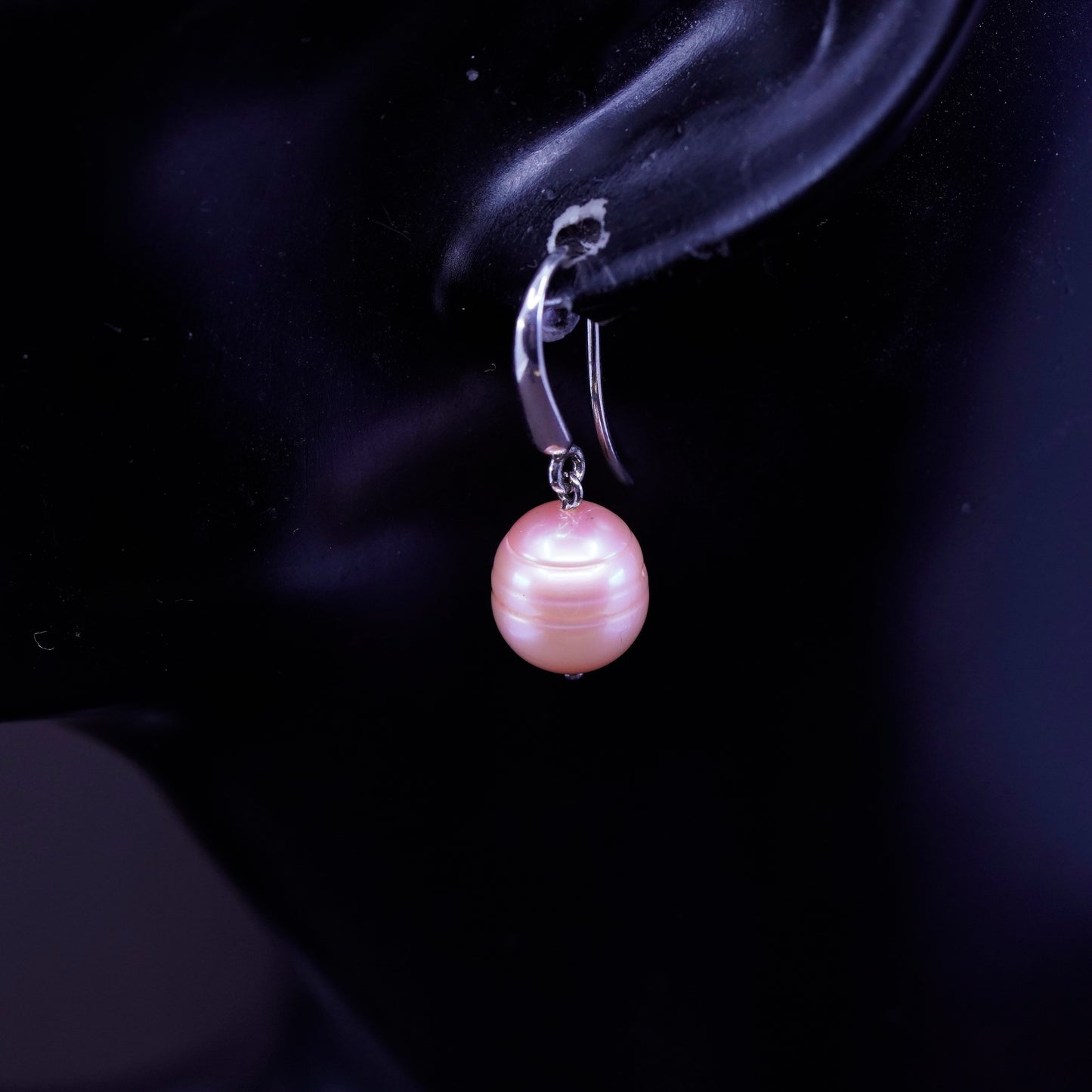 Vintage FL Sterling silver handmade earrings, 925 hooks with pink pearl drops